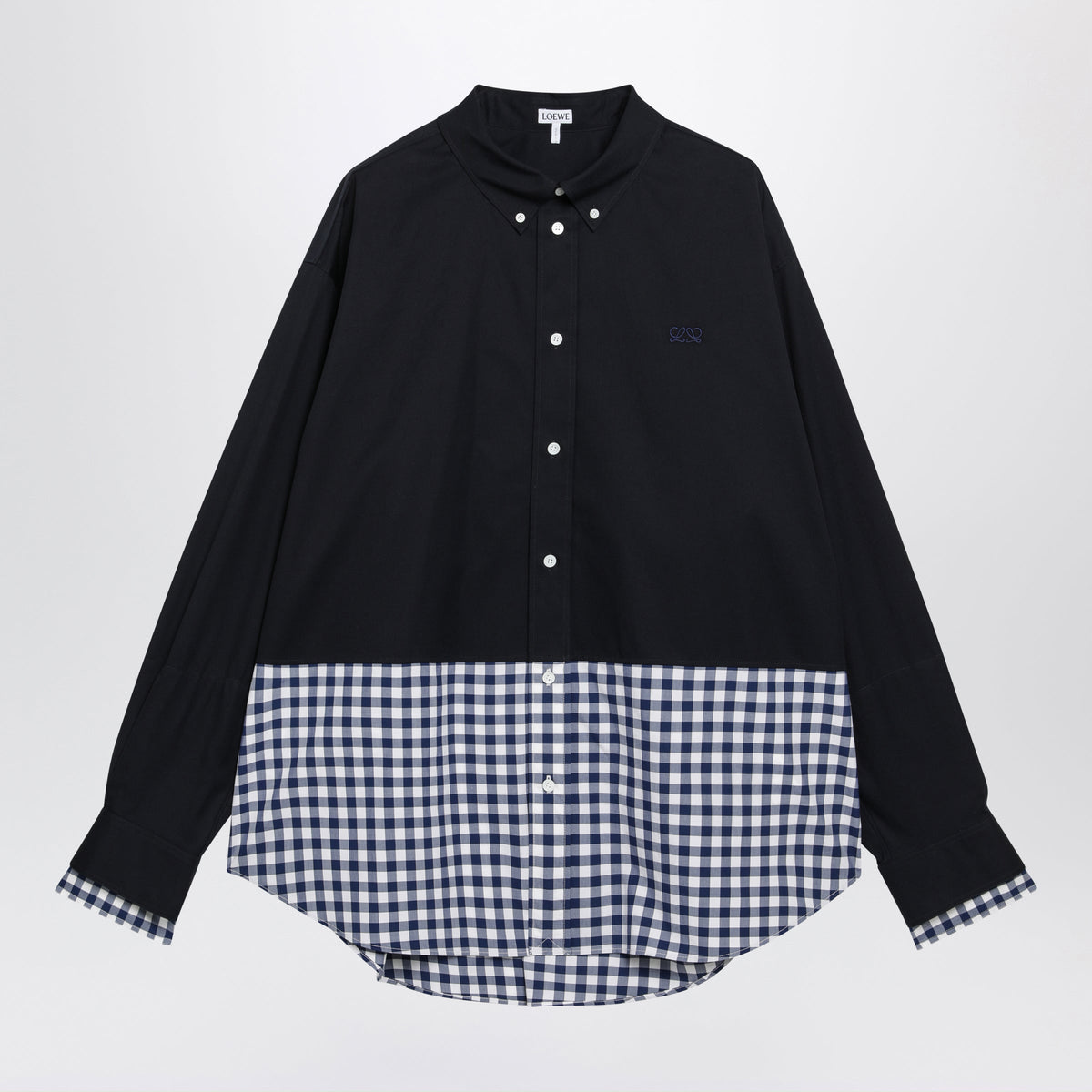 Loewe Navy Blue Double-Layer Cotton Shirt Men LOEWE