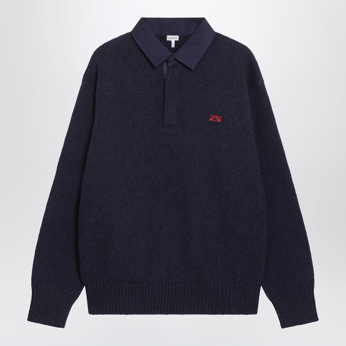 Loewe Navy Blue Wool Polo Sweatshirt Men LOEWE