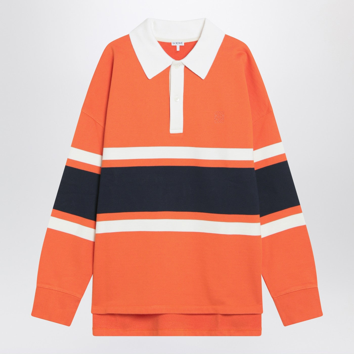 Loewe Anagram Polo In Orange/Navy Blue Men LOEWE