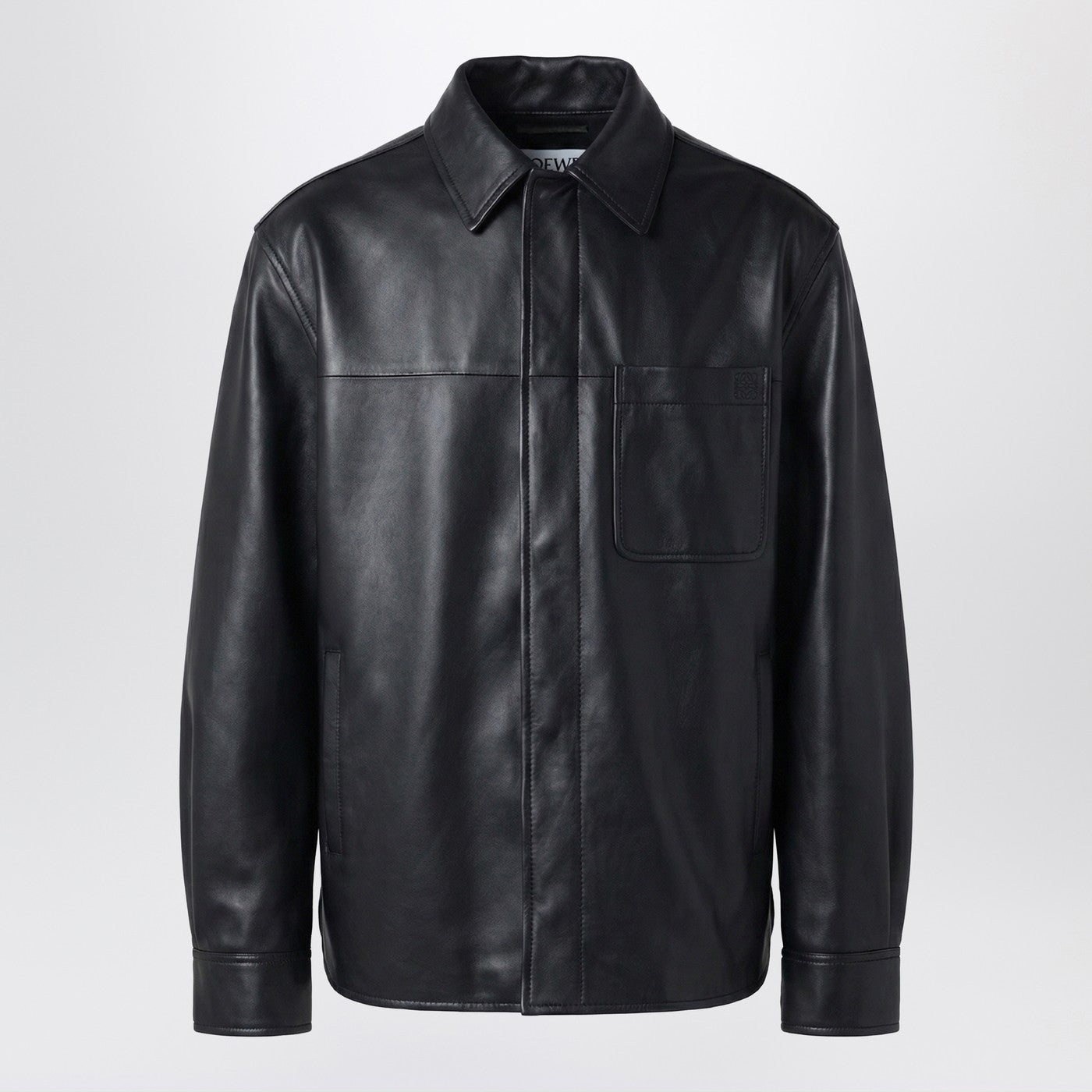 Loewe Black Leather Overshirt Men LOEWE