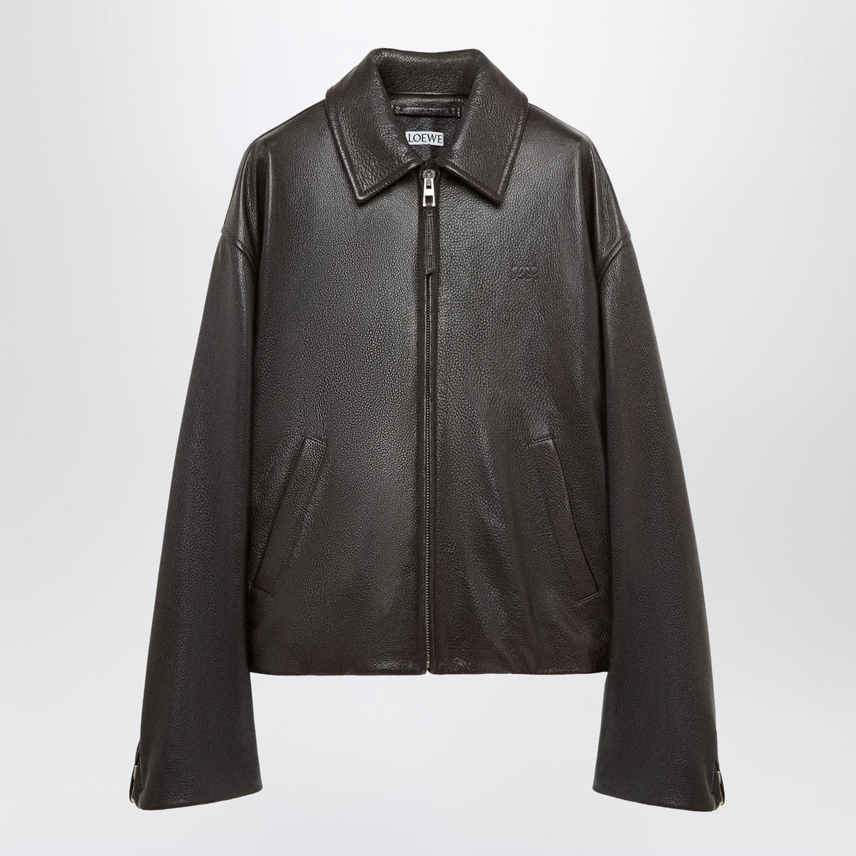 Loewe Dark Brown Deerskin Zip-Up Jacket Men LOEWE