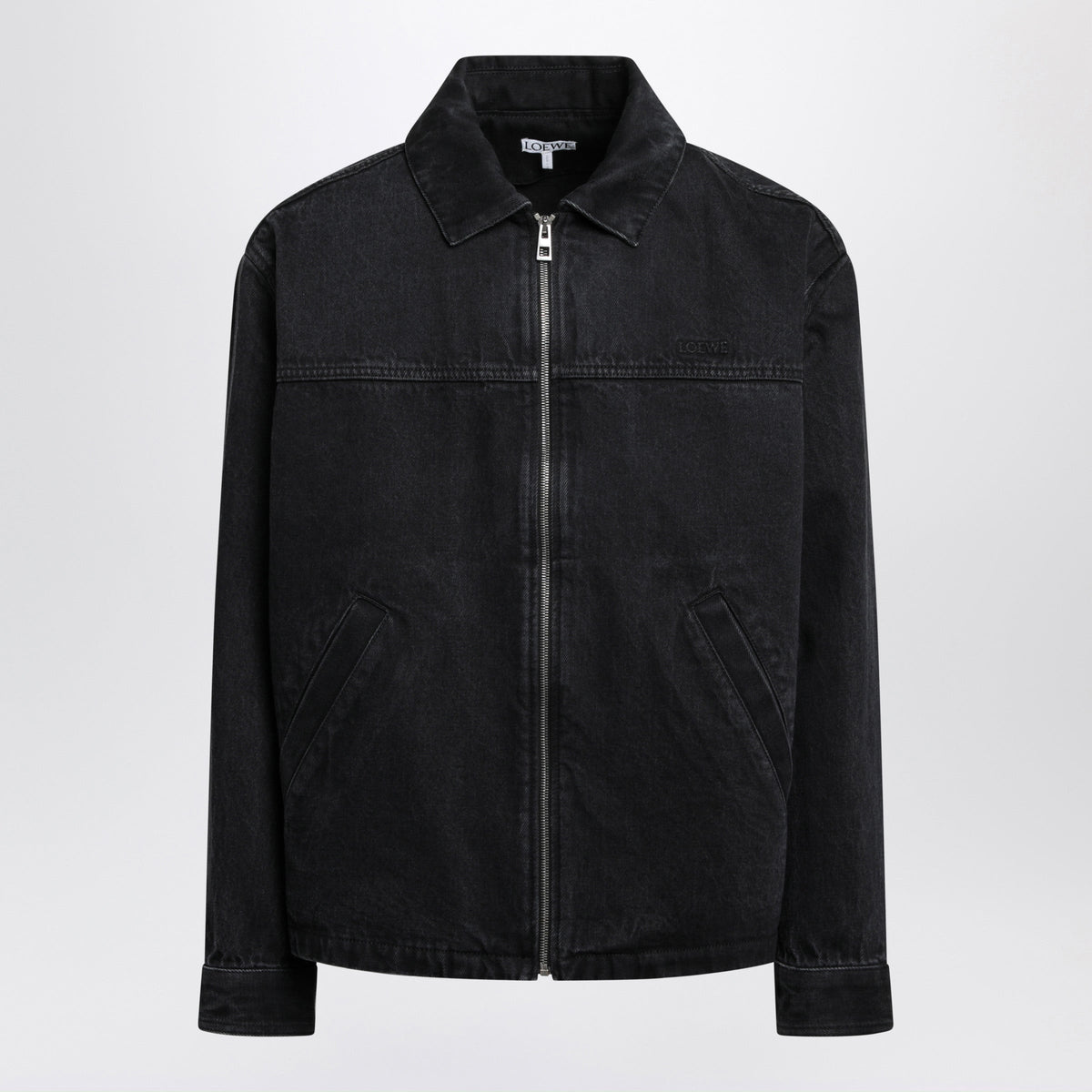 Loewe Black Zip-Up Jacket In Denim Men LOEWE