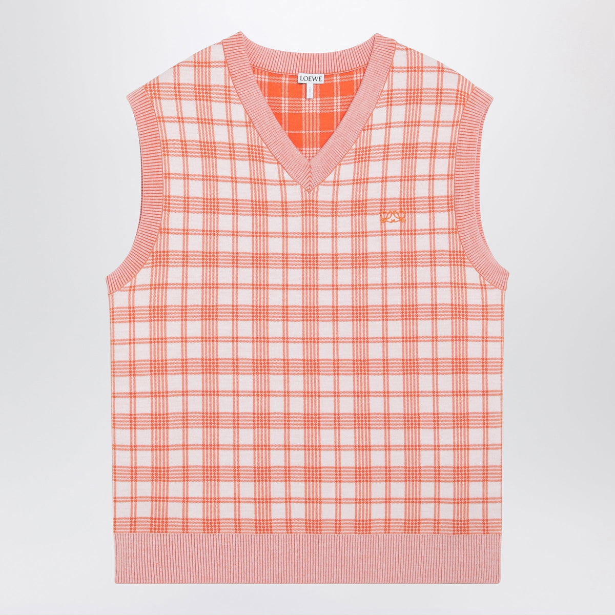 Loewe White And Orange Checked Wool Vest Men LOEWE