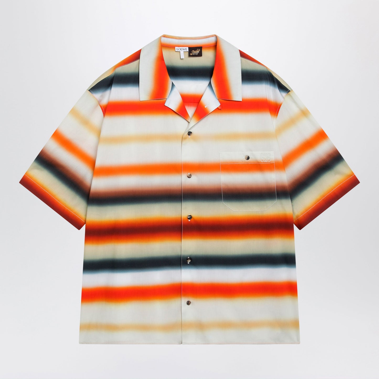 Loewe Orange Striped Short-Sleeve Cotton Shirt Men LOEWE