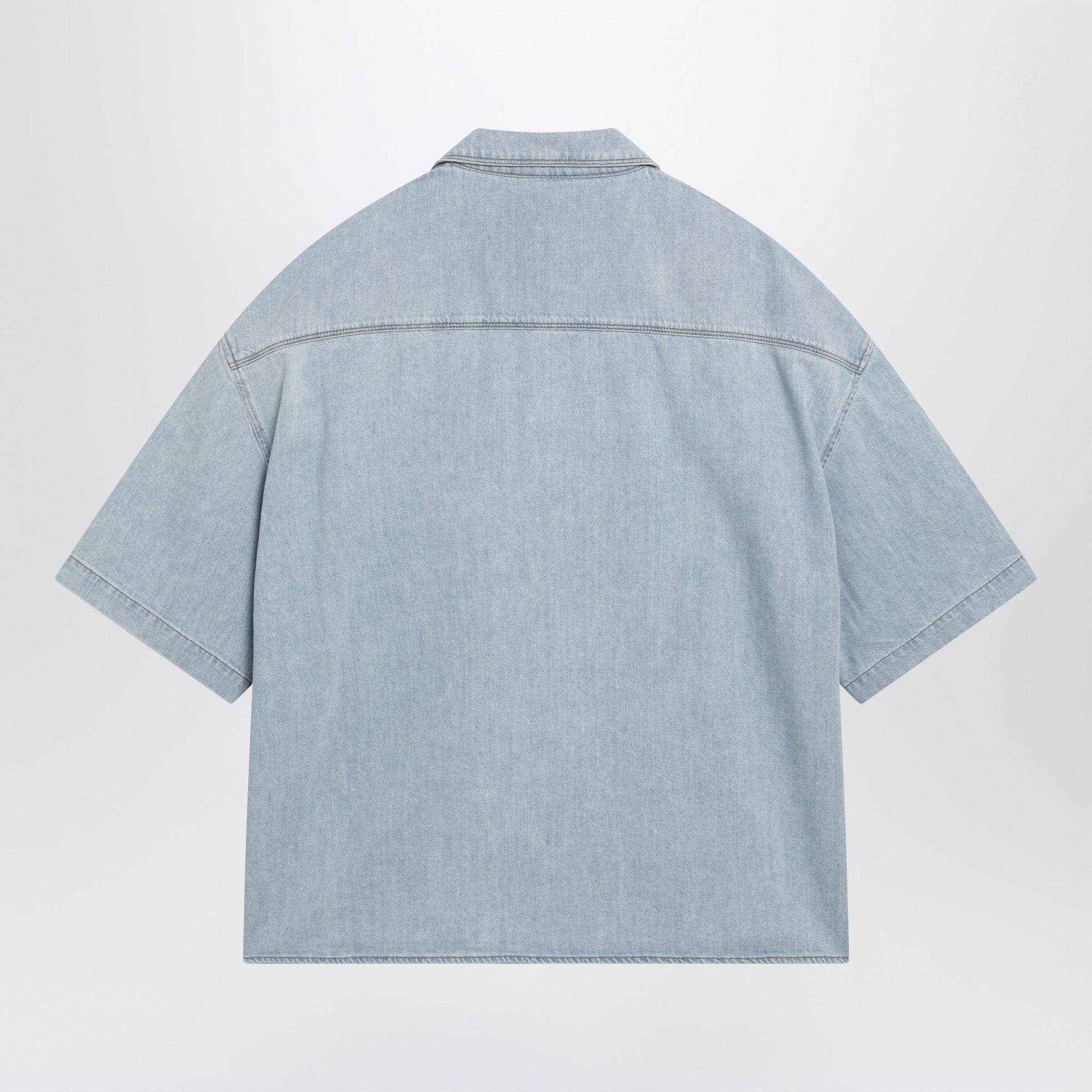 Loewe Washed Blue Denim Short-Sleeve Shirt Men LOEWE