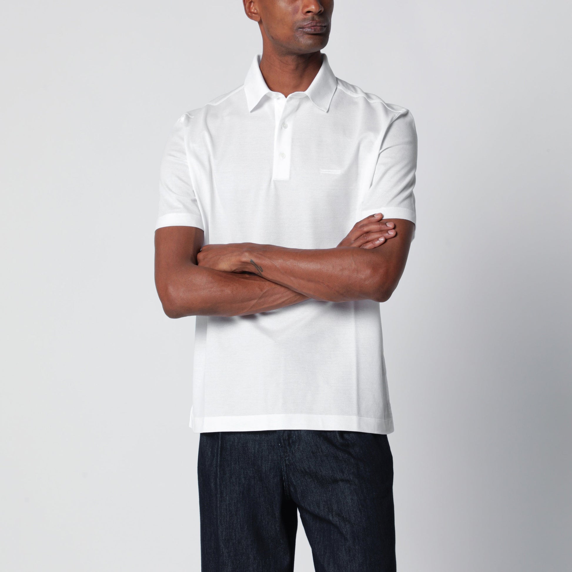 Zegna White Cotton Pique Polo Shirt Men ZEGNA
