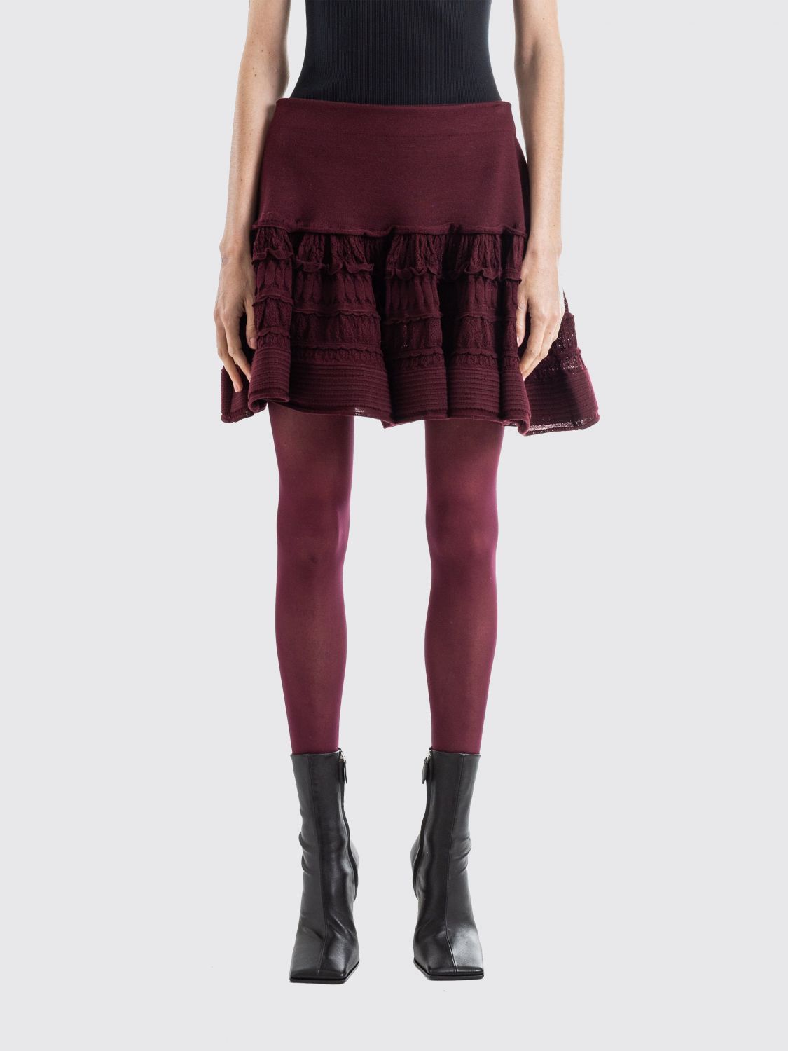 AlaiA Women Ruffled Wool Mini Skirt AlaiA ALAIA