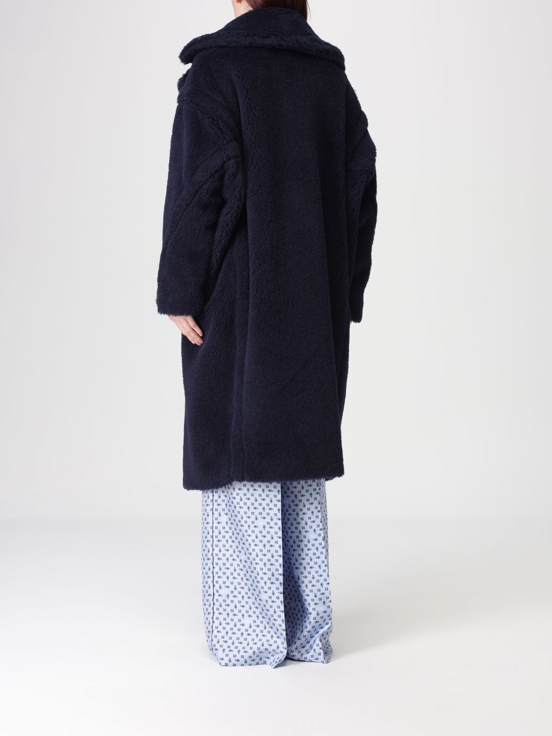 Max Mara Fur Coat Woman Blue MAX MARA