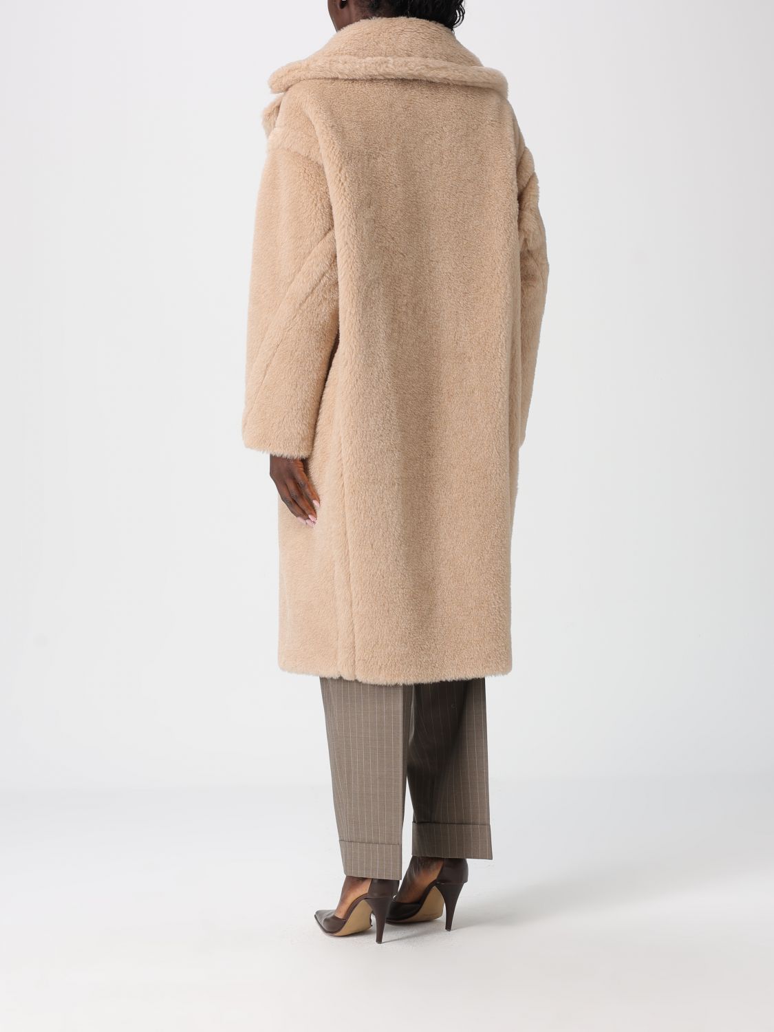 Max Mara Fur Coat Woman Beige MAX MARA