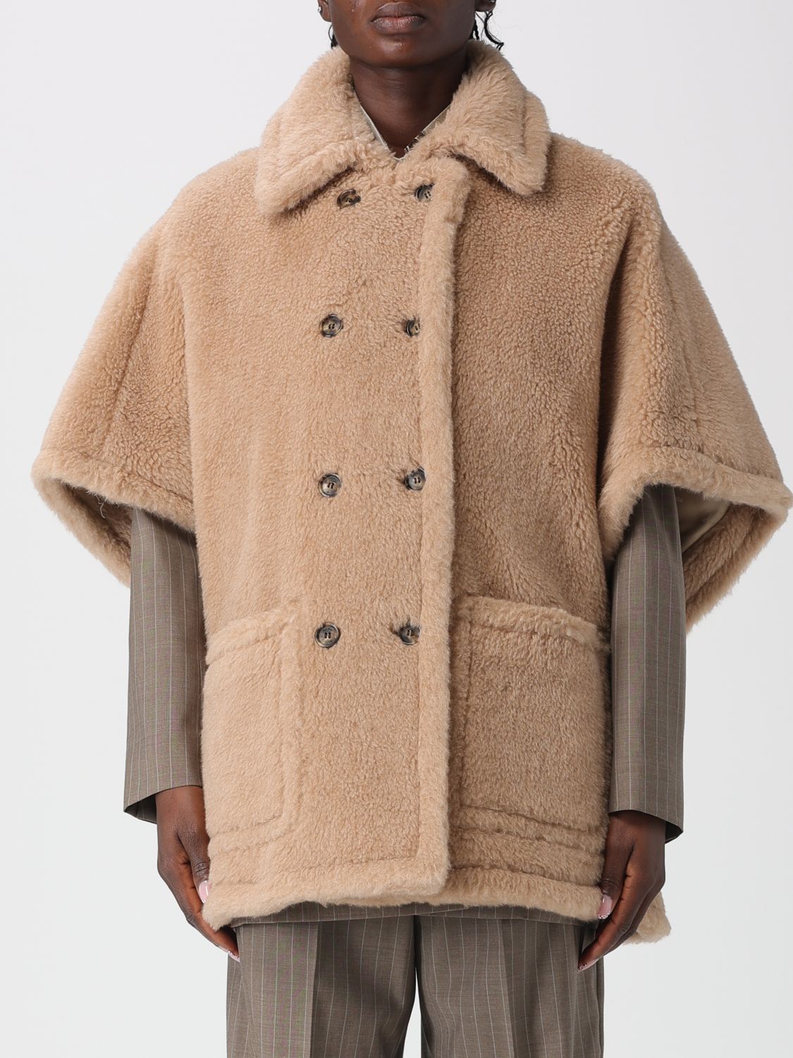 Max Mara Fur Coat Woman Beige MAX MARA