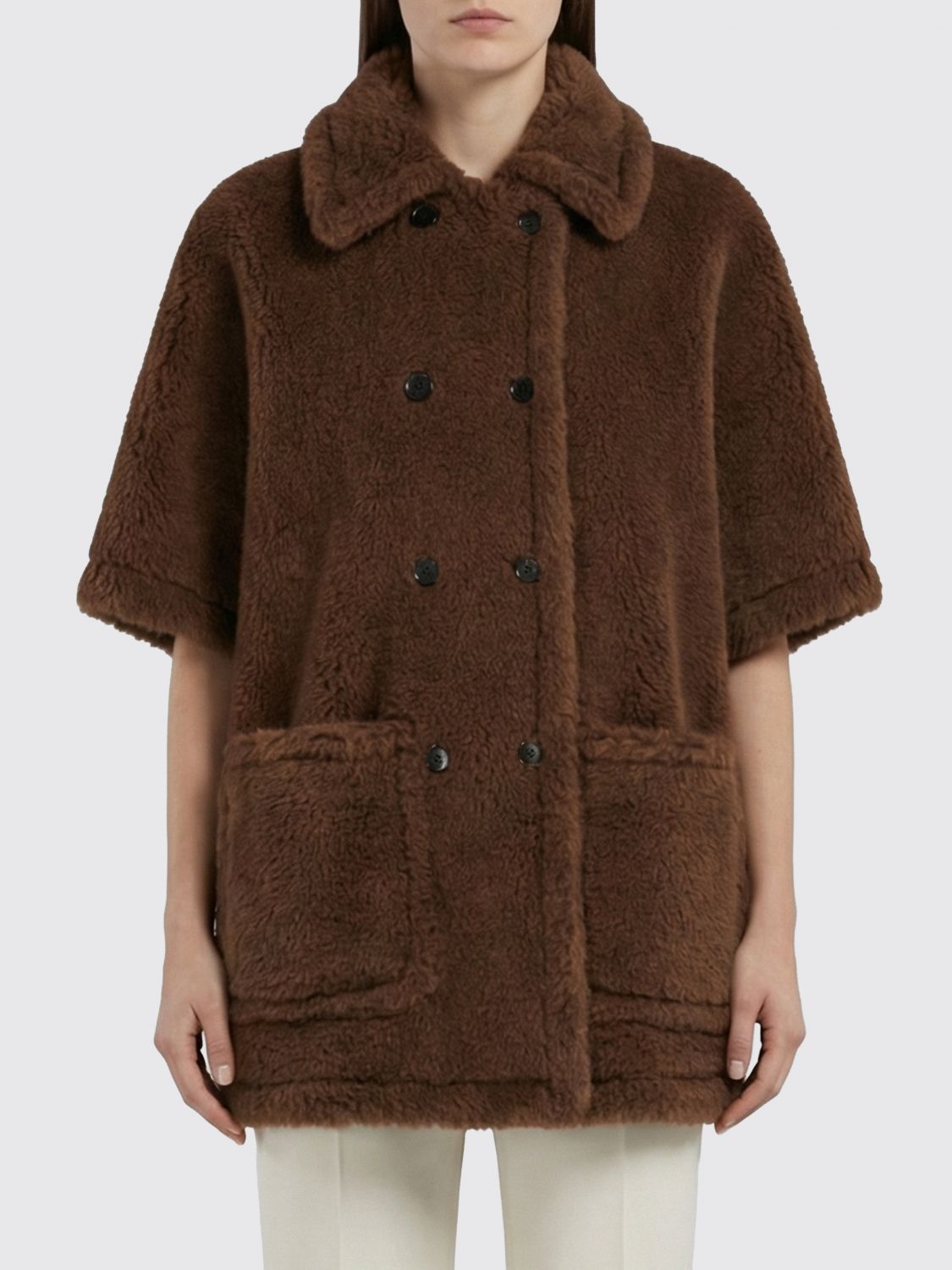 Max Mara Fur Coat Woman Gold