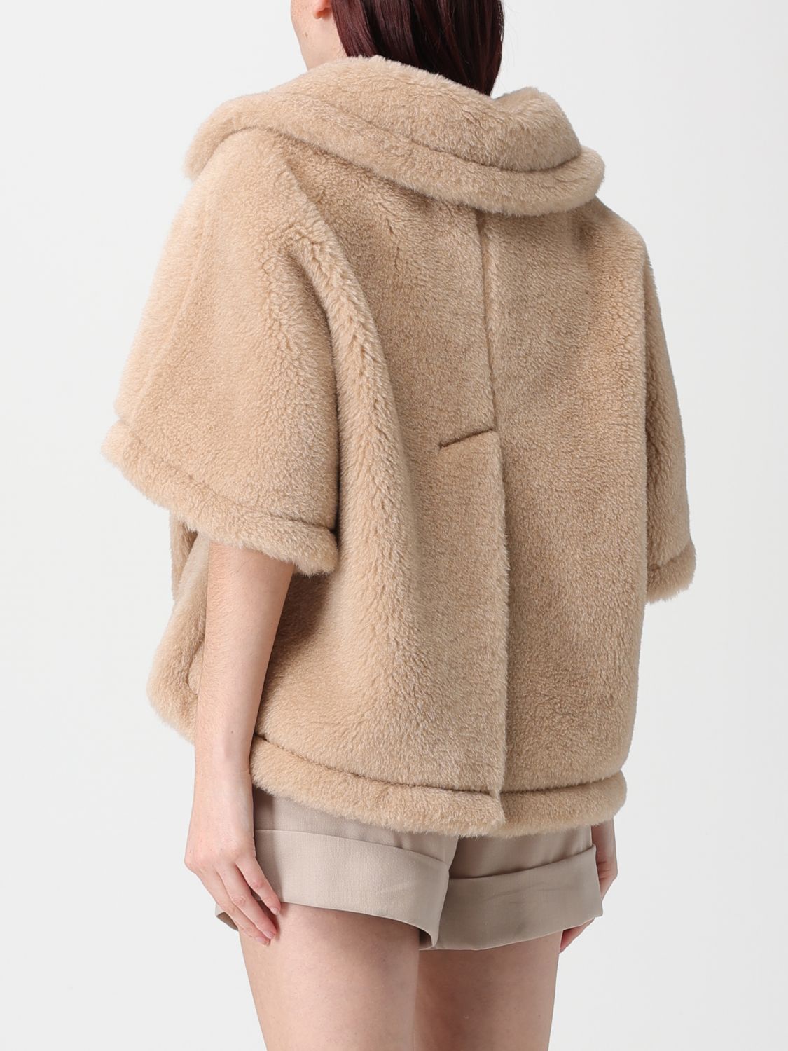 Max Mara Fur Coat Woman Sand