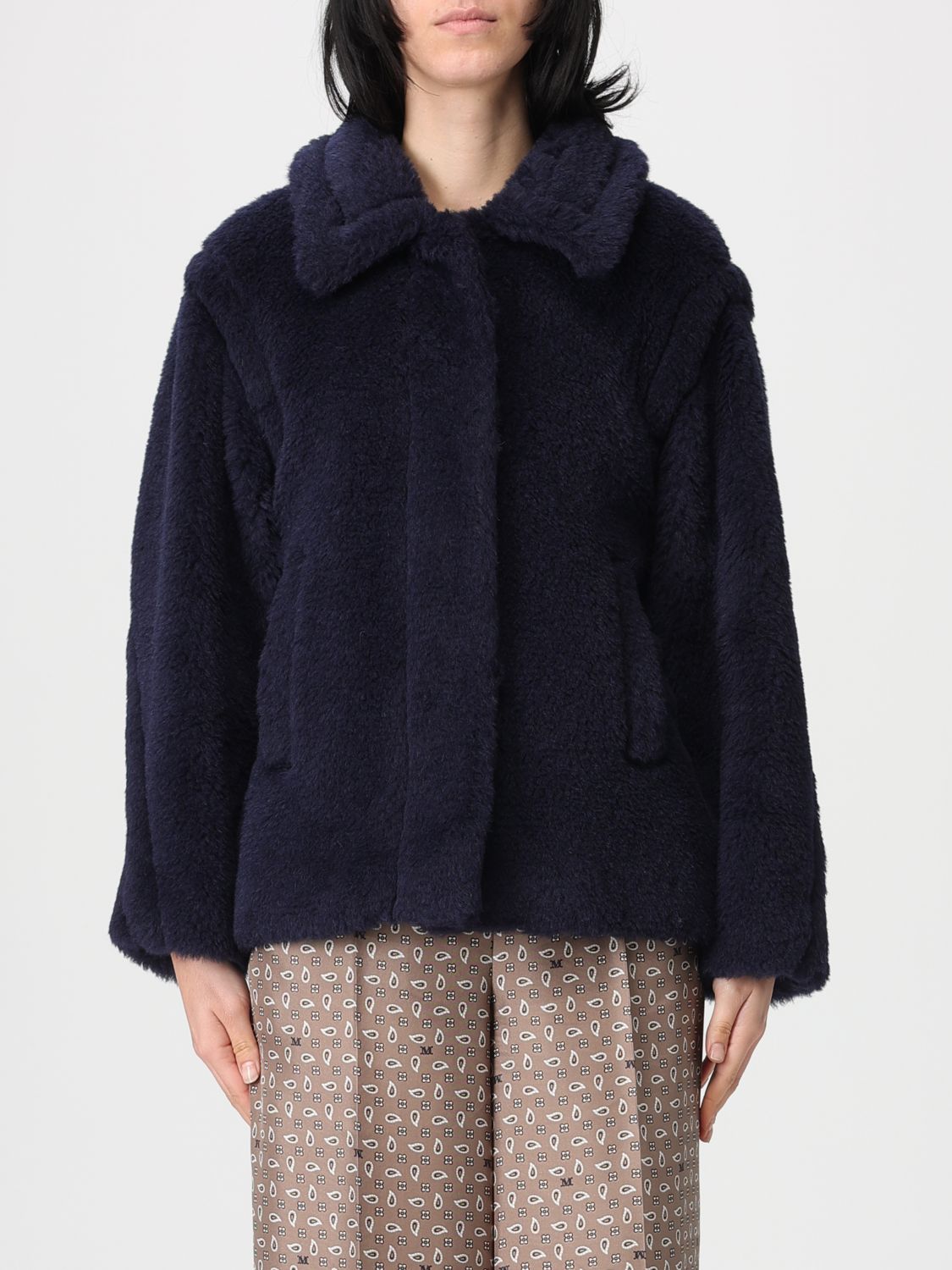 Max Mara Fur Coat Woman Marine MAX MARA