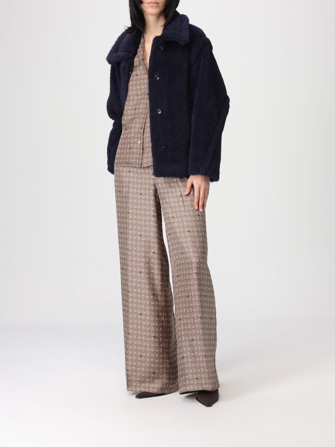 Max Mara Fur Coat Woman Marine MAX MARA