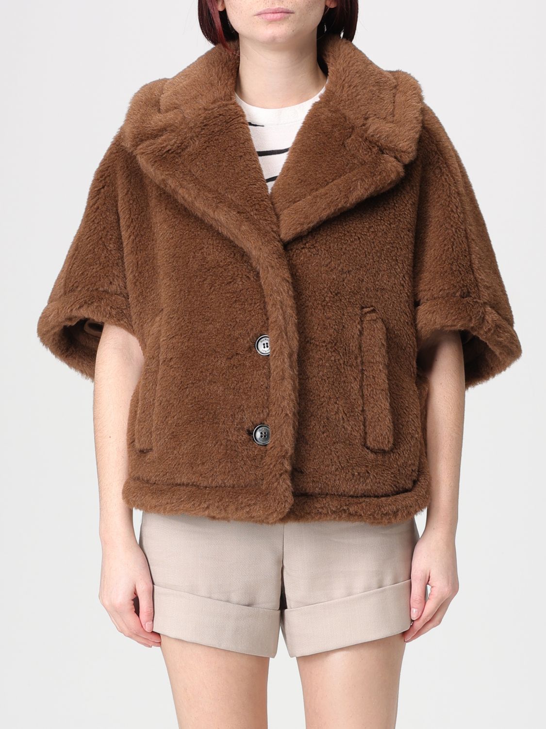 Max Mara Fur Coat Woman Brown MAX MARA