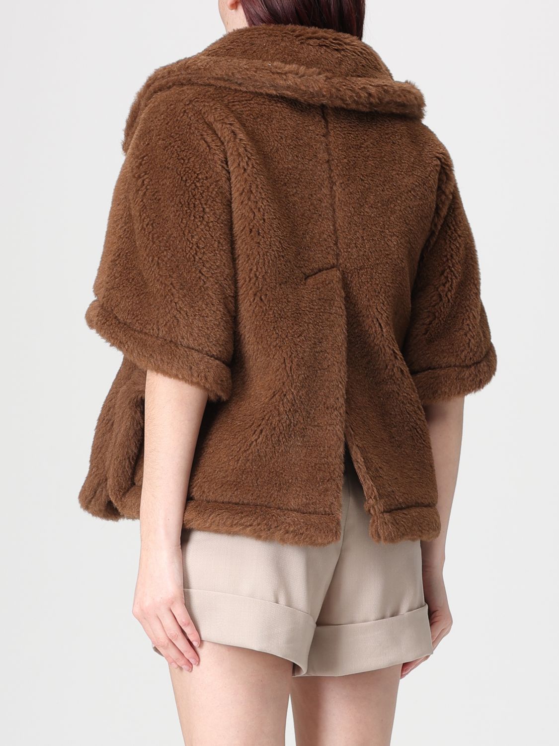Max Mara Fur Coat Woman Brown