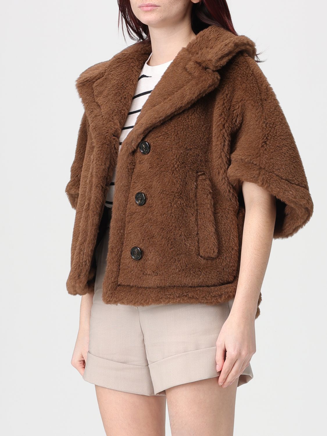 Max Mara Fur Coat Woman Brown MAX MARA