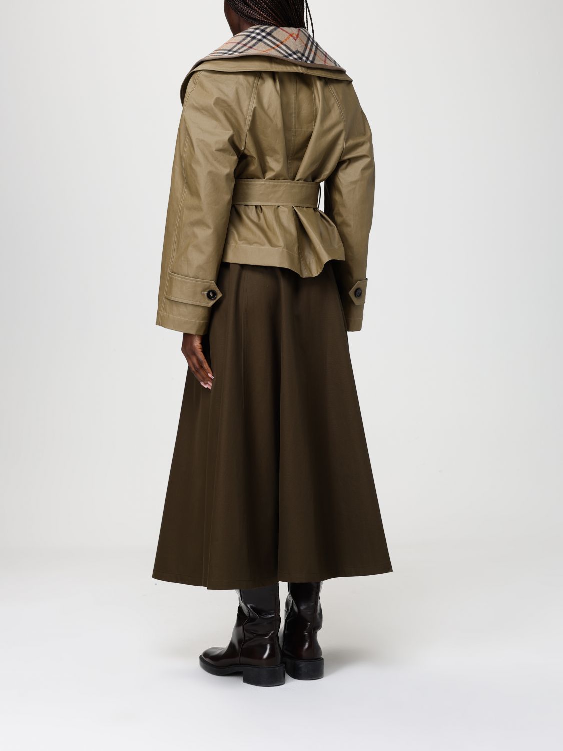 Burberry Women Cropped Cotton Jacket With Check Quilting BURBERRY