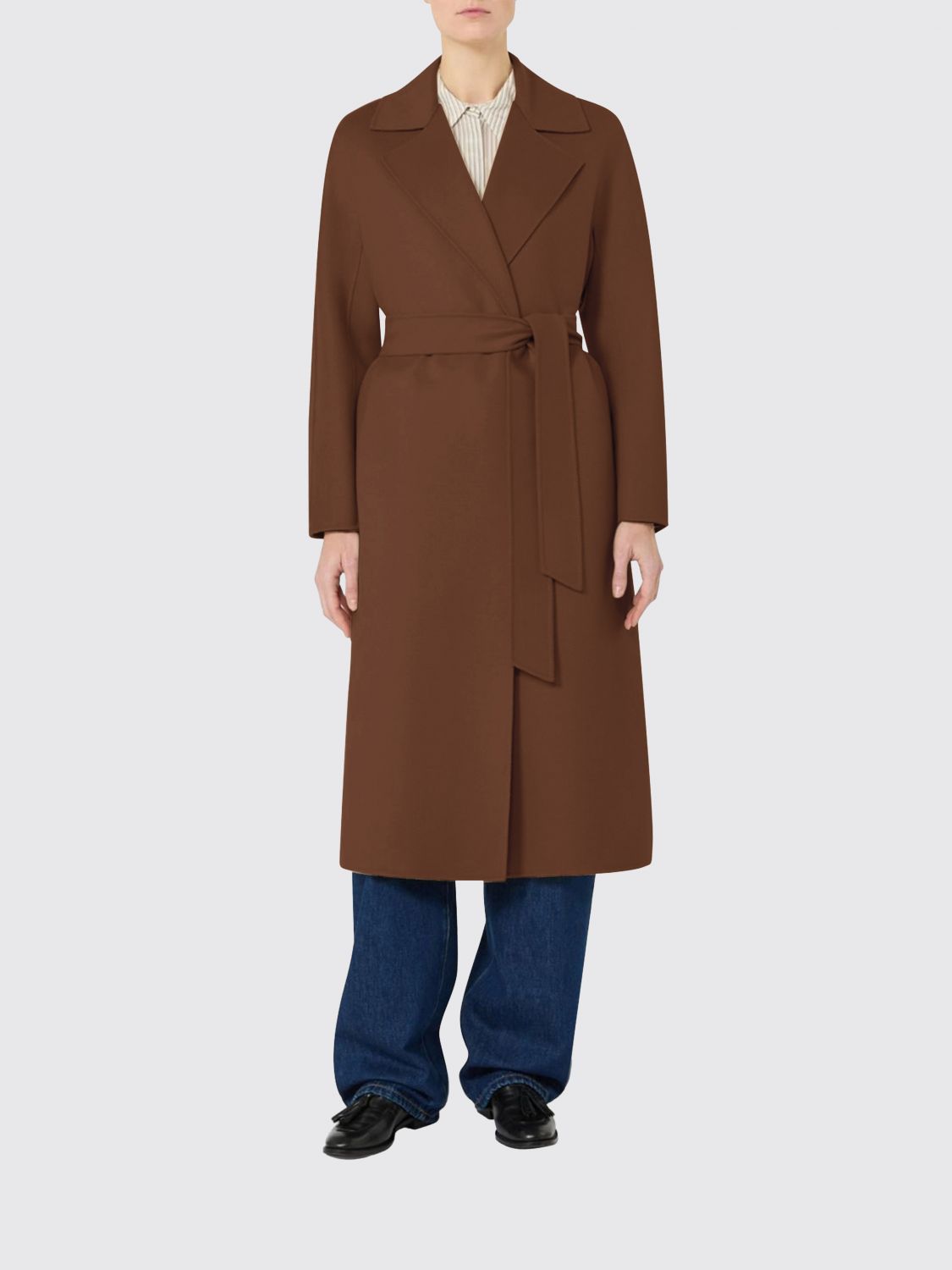 Max Mara Studio Coat Woman Brown MAX MARA STUDIO