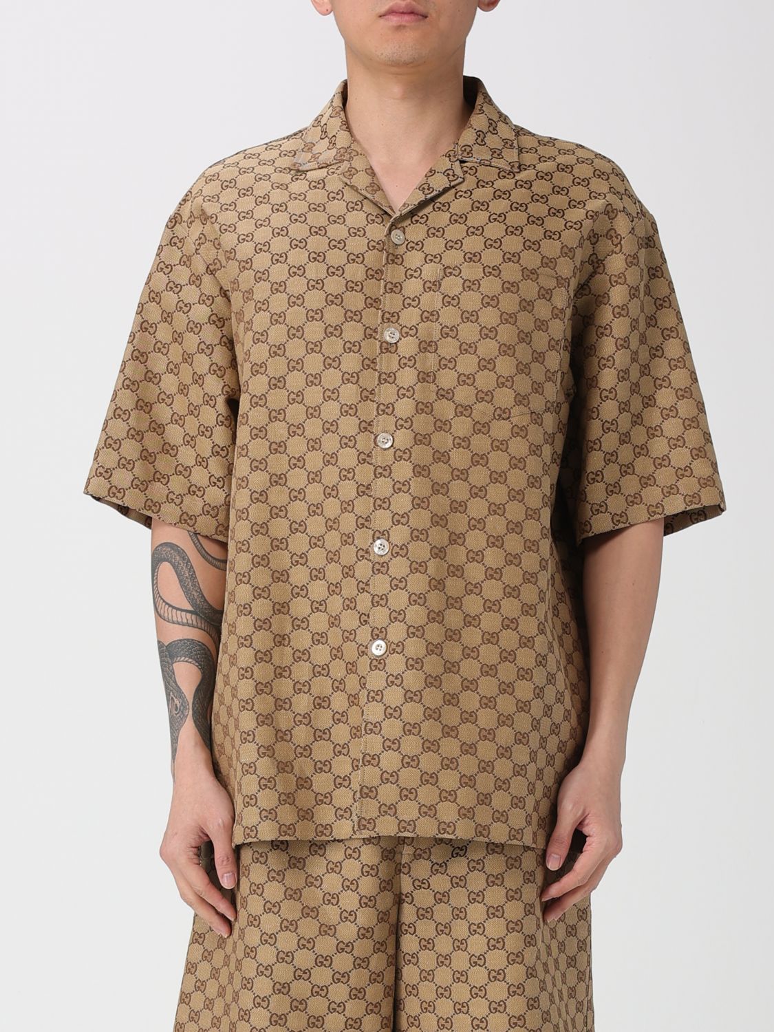 Gucci Shirt Men Camel GUCCI