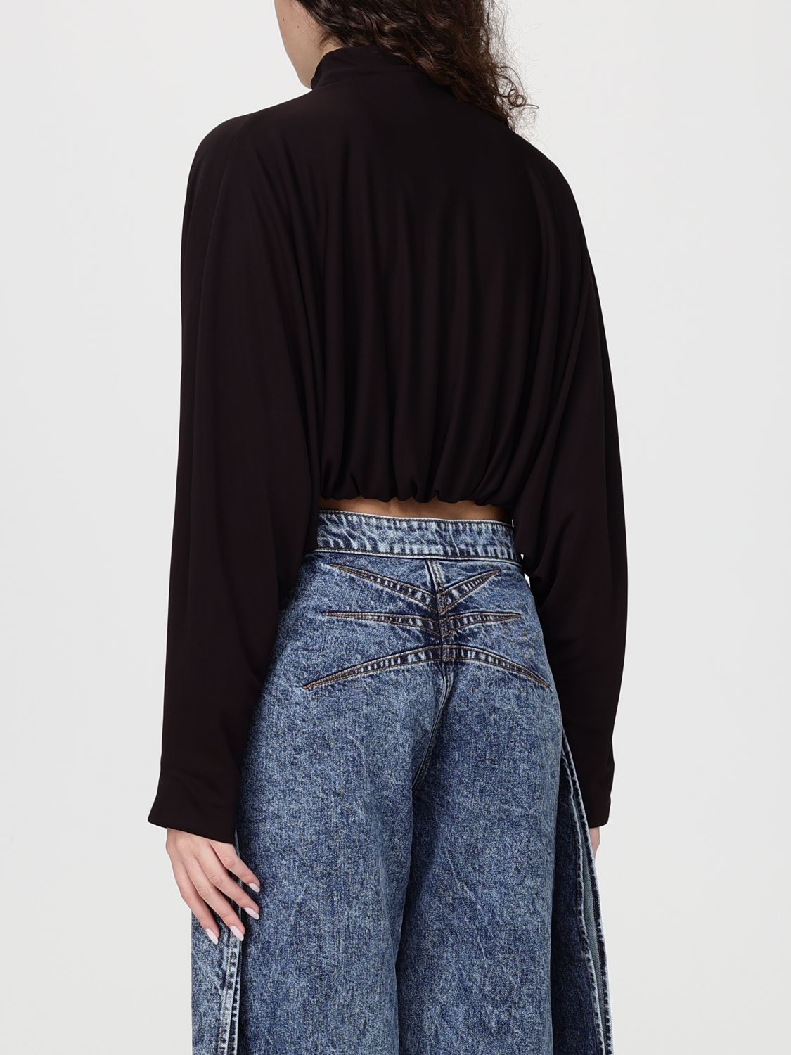 AlaiA Women Alaia Viscose Blend Crop Bomber Jacket With Zip ALAIA