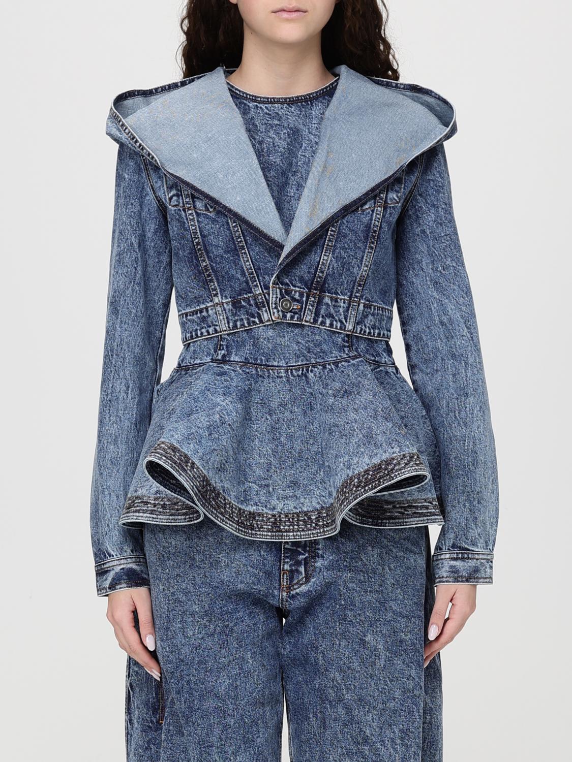 AlaiA Women Denim Hooded Jacket AlaiA ALAIA