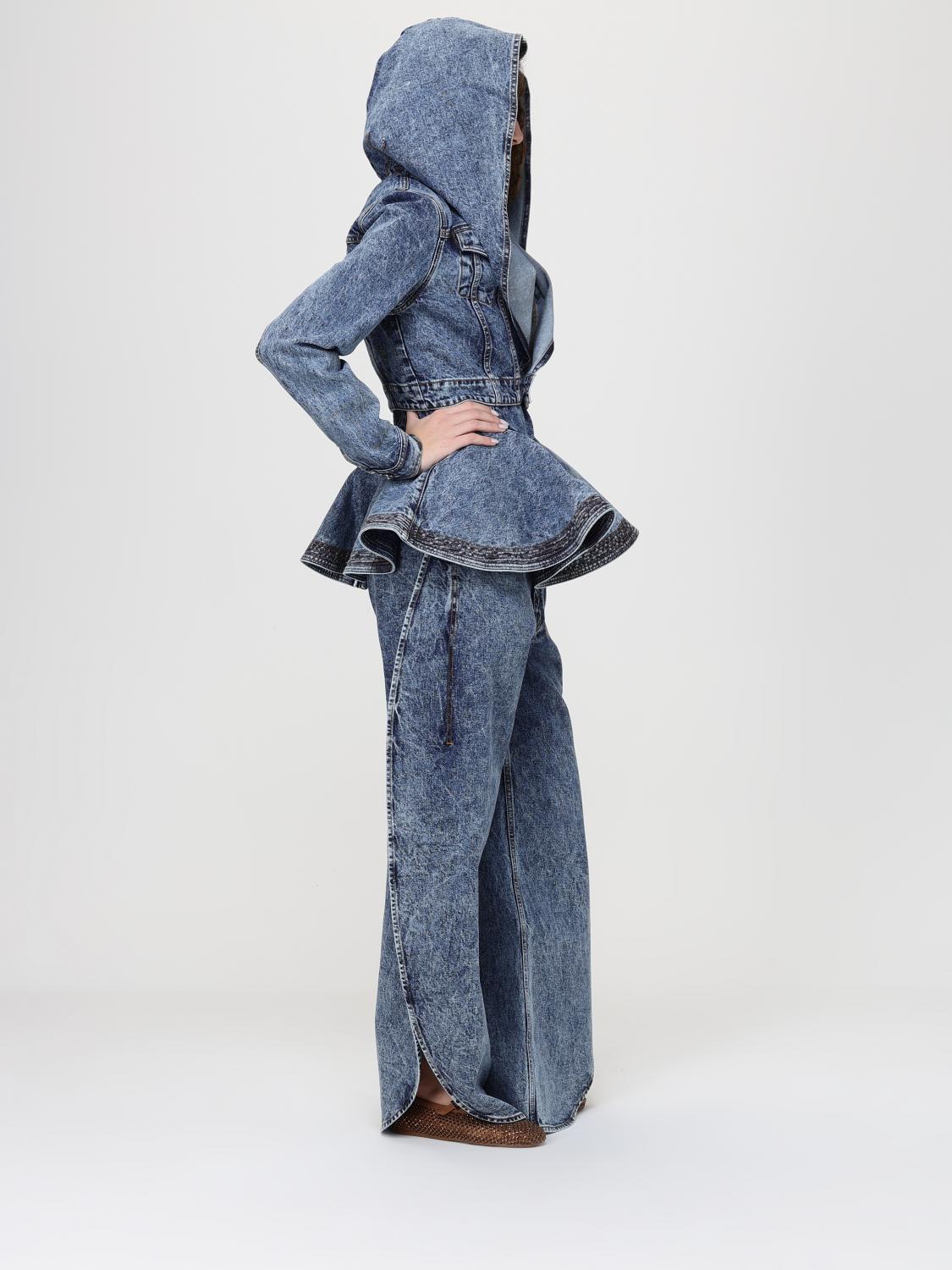 AlaiA Women Denim Hooded Jacket AlaiA ALAIA