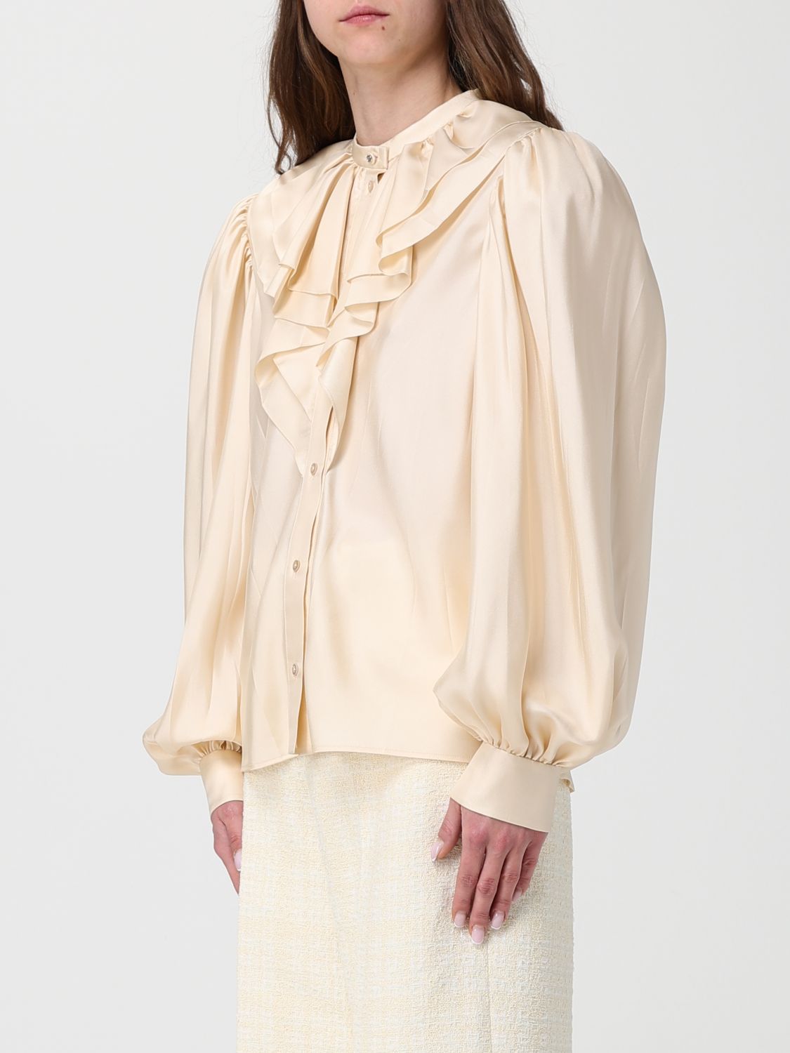 Gucci Women Gucci Silk Satin Shirt With Ruffles GUCCI