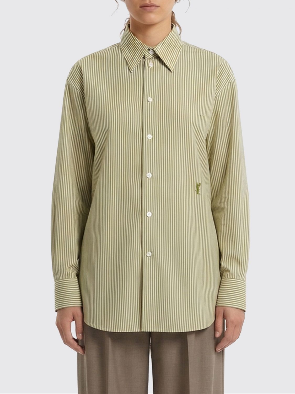Saint Laurent Shirt Woman Kaki SAINT LAURENT