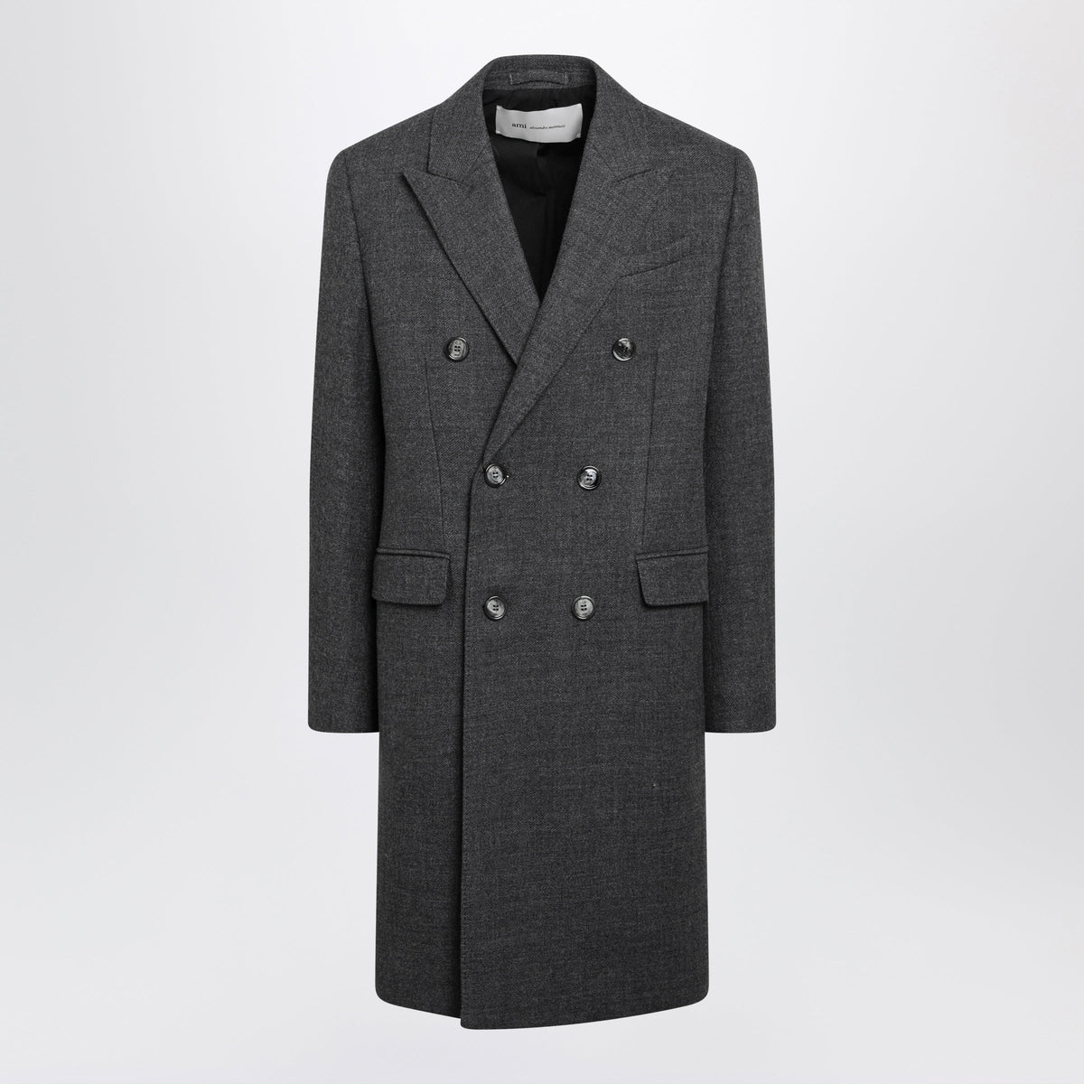 Ami Paris Grey Double-Breasted Wool Coat Men AMI PARIS