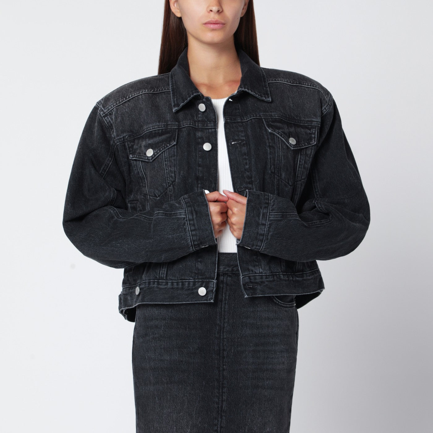 Haikure Black Washed-Effect Renee Denim Jacket Women HAIKURE