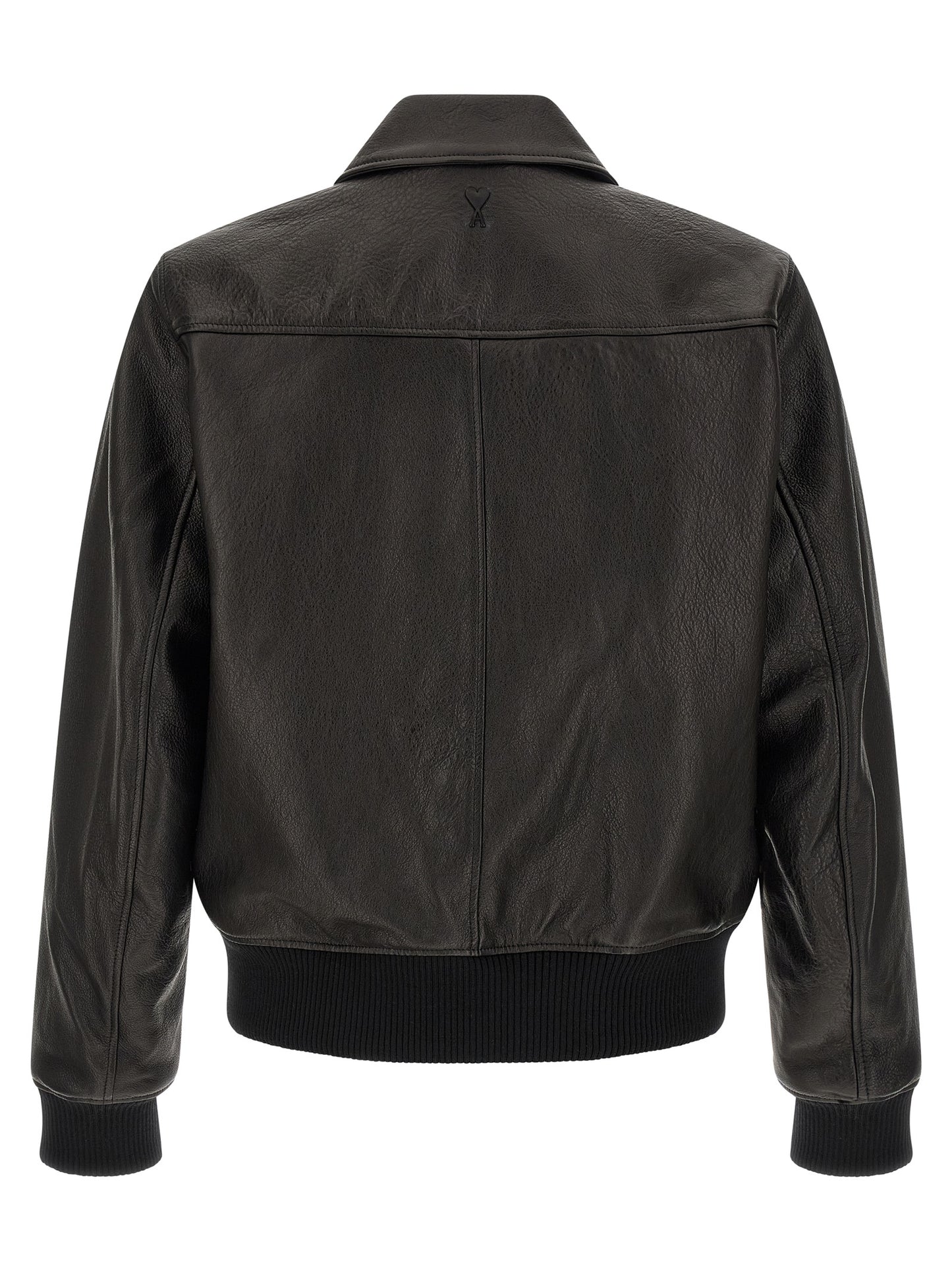 Ami Paris Men 'Ami De Coeur' Leather Bomber Jacket AMI PARIS