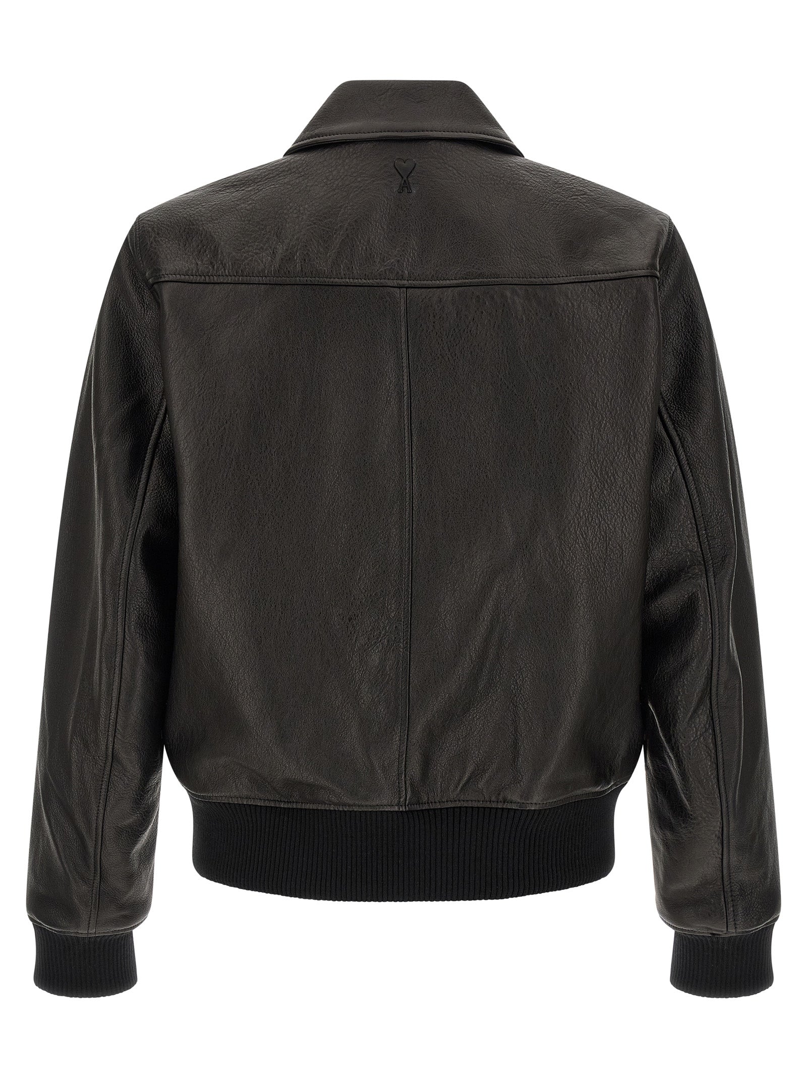 Ami Paris Men 'Ami De Coeur' Leather Bomber Jacket AMI PARIS