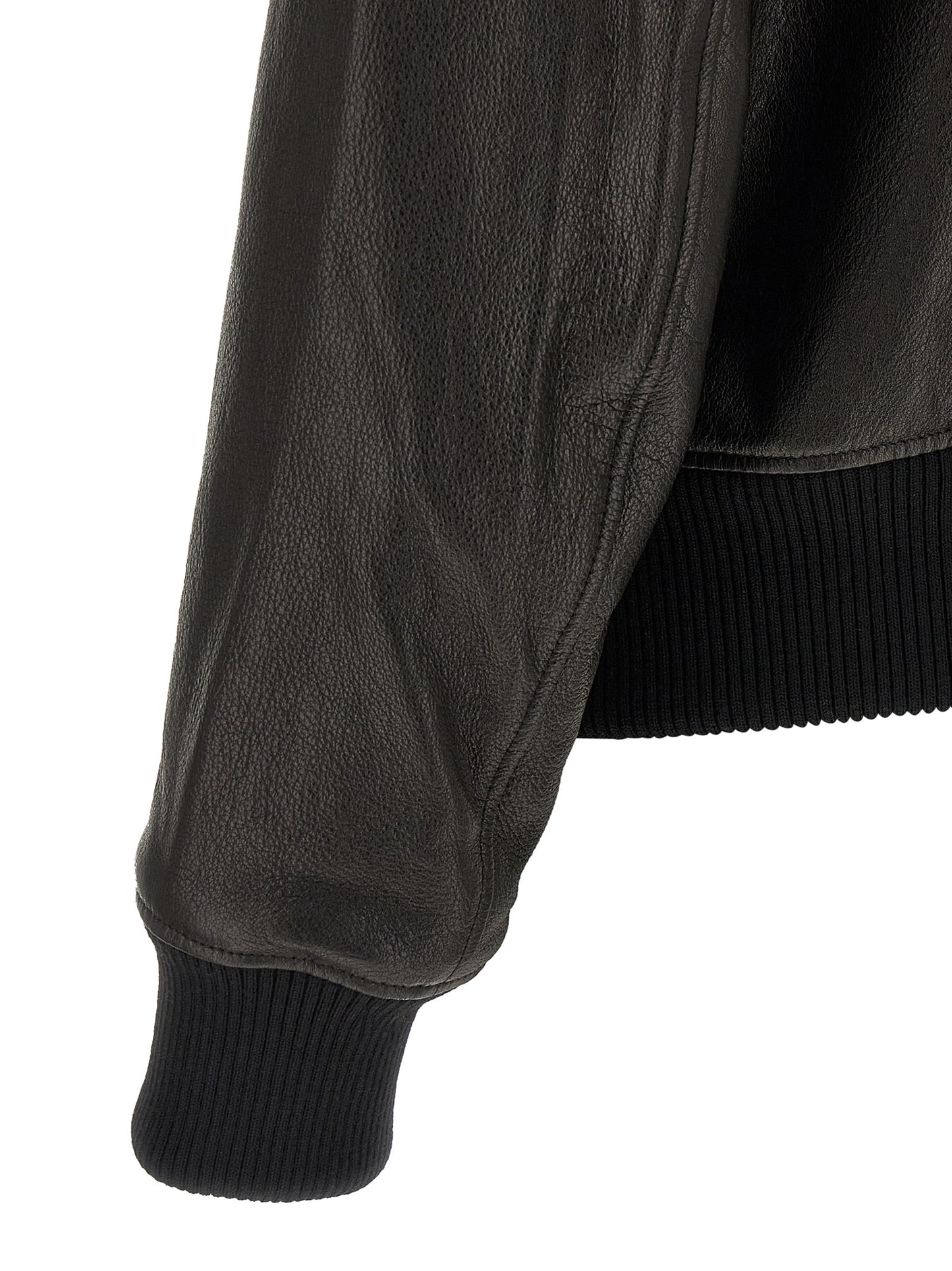 Ami Paris Men 'Ami De Coeur' Leather Bomber Jacket AMI PARIS