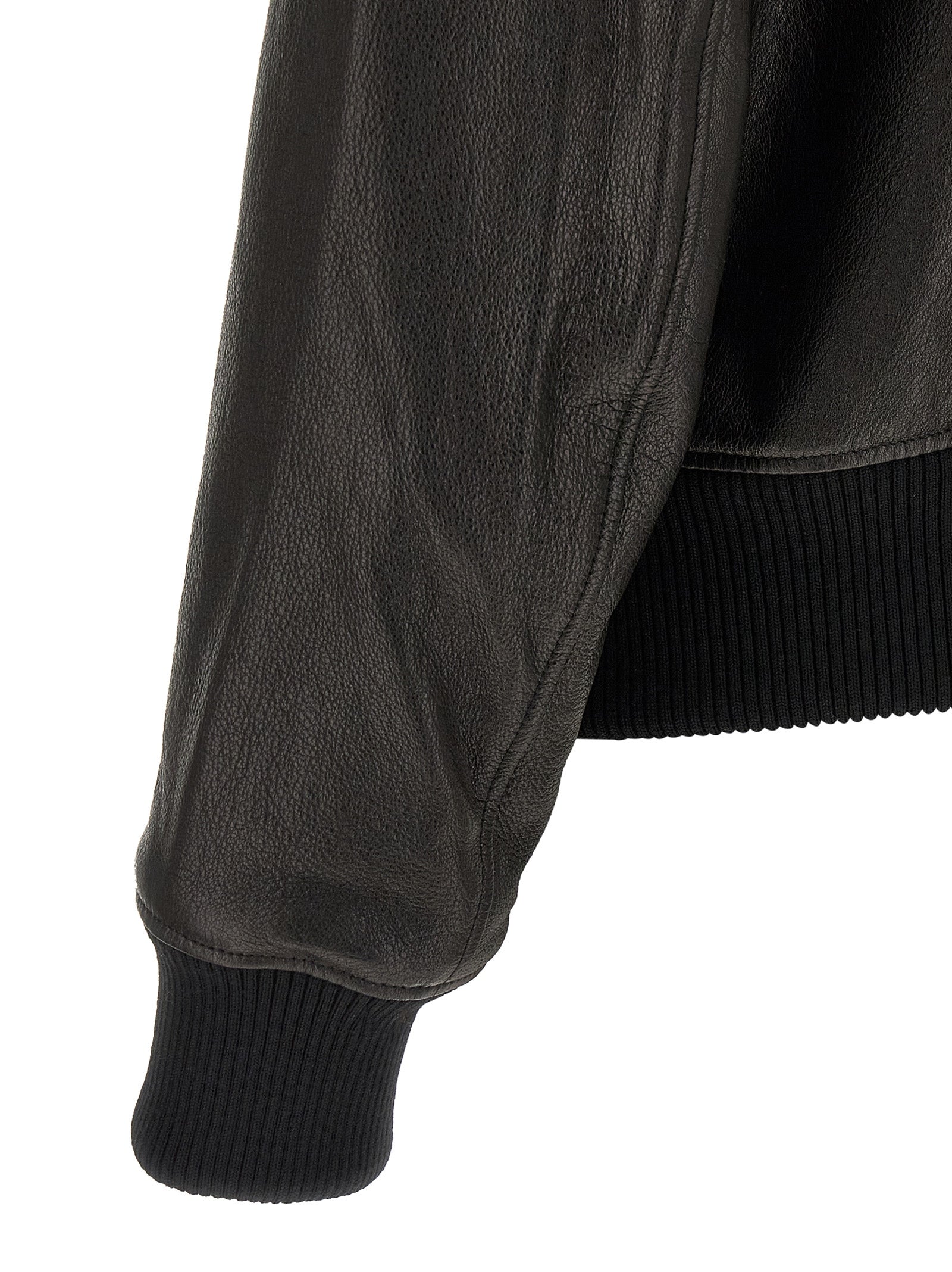 Ami Paris Men 'Ami De Coeur' Leather Bomber Jacket AMI PARIS