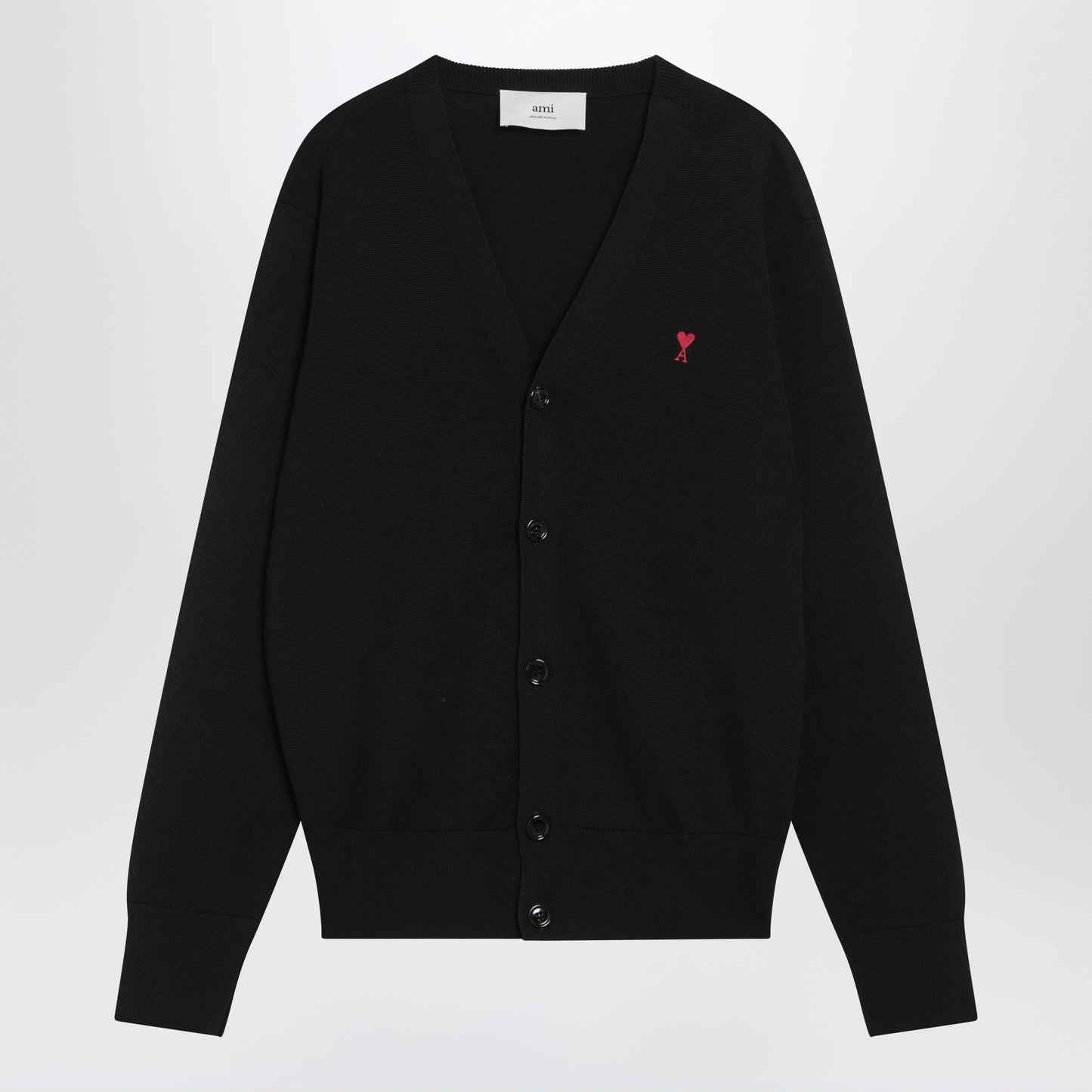 Ami Paris Ami De Coeur Black Wool Cardigan Men AMI PARIS