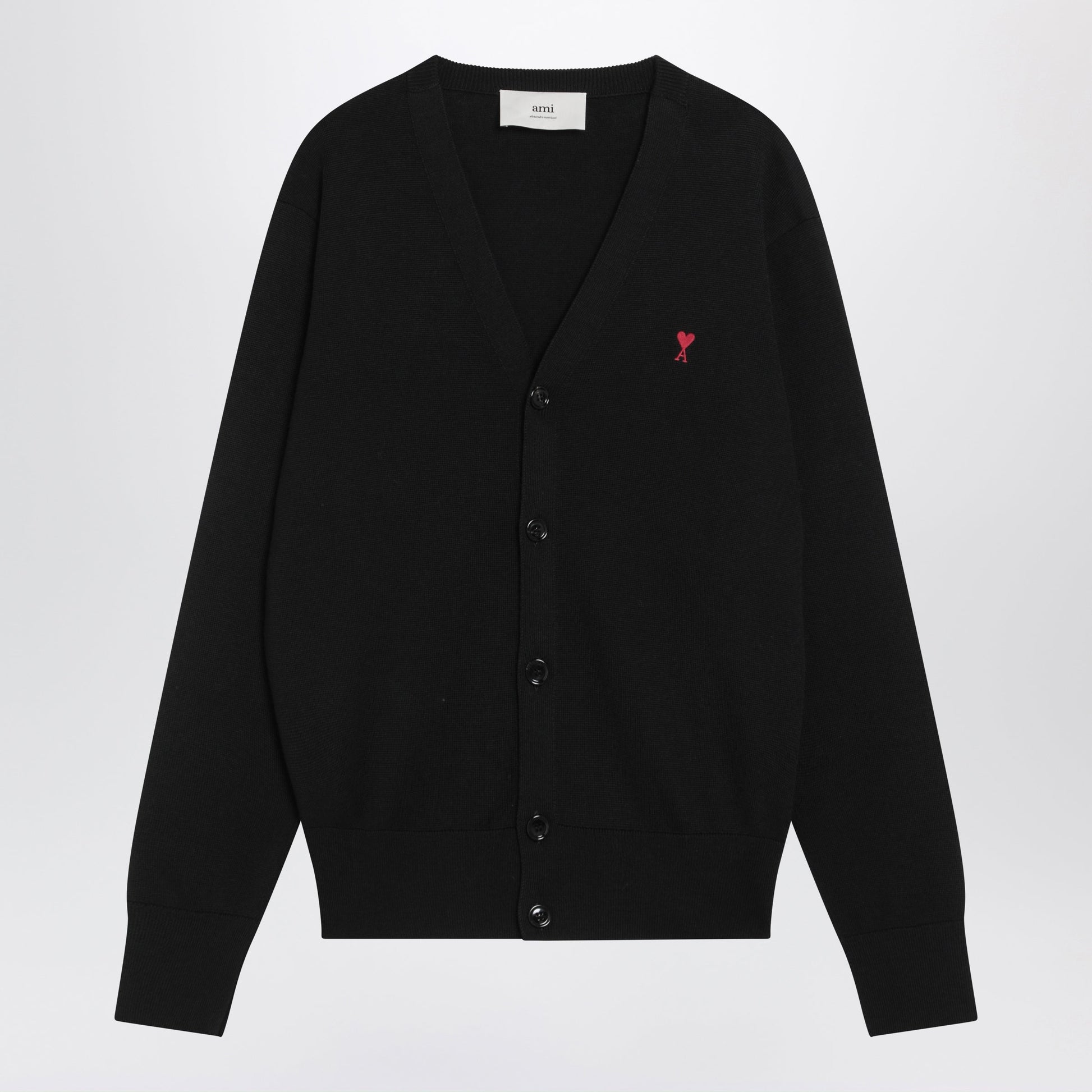 Ami Paris Ami De Coeur Black Wool Cardigan Men AMI PARIS