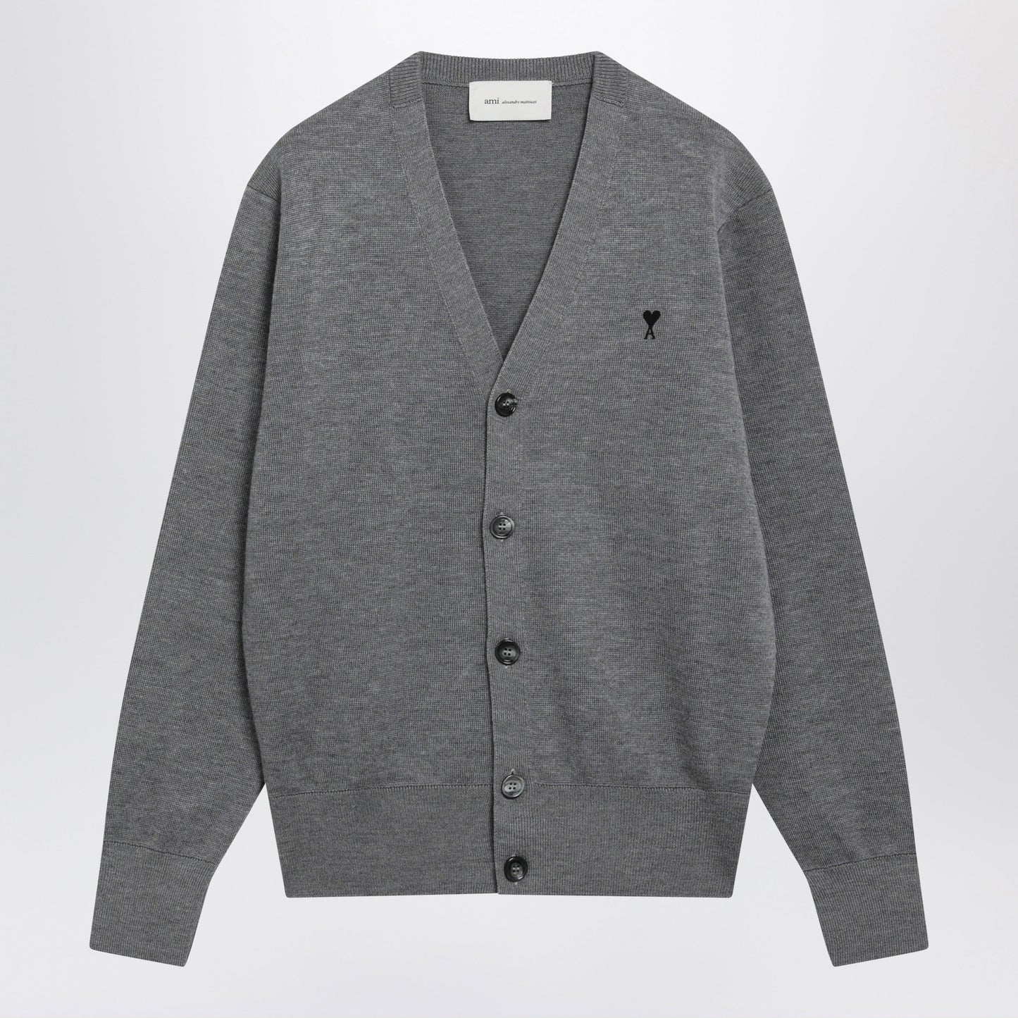 Ami Paris Grey Ami De Coeur Cardigan In Wool Men AMI PARIS