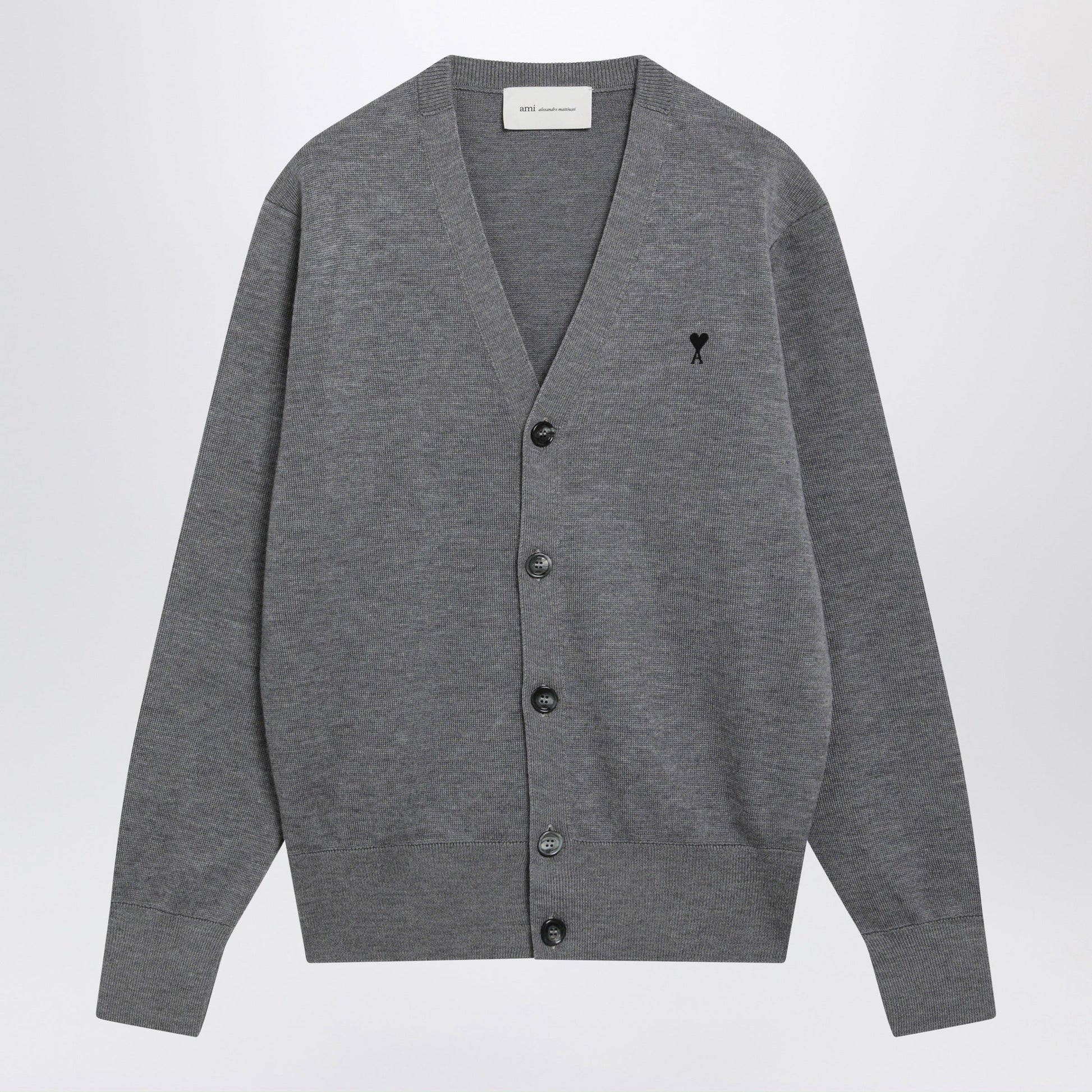 Ami Paris Grey Ami De Coeur Cardigan In Wool Men AMI PARIS