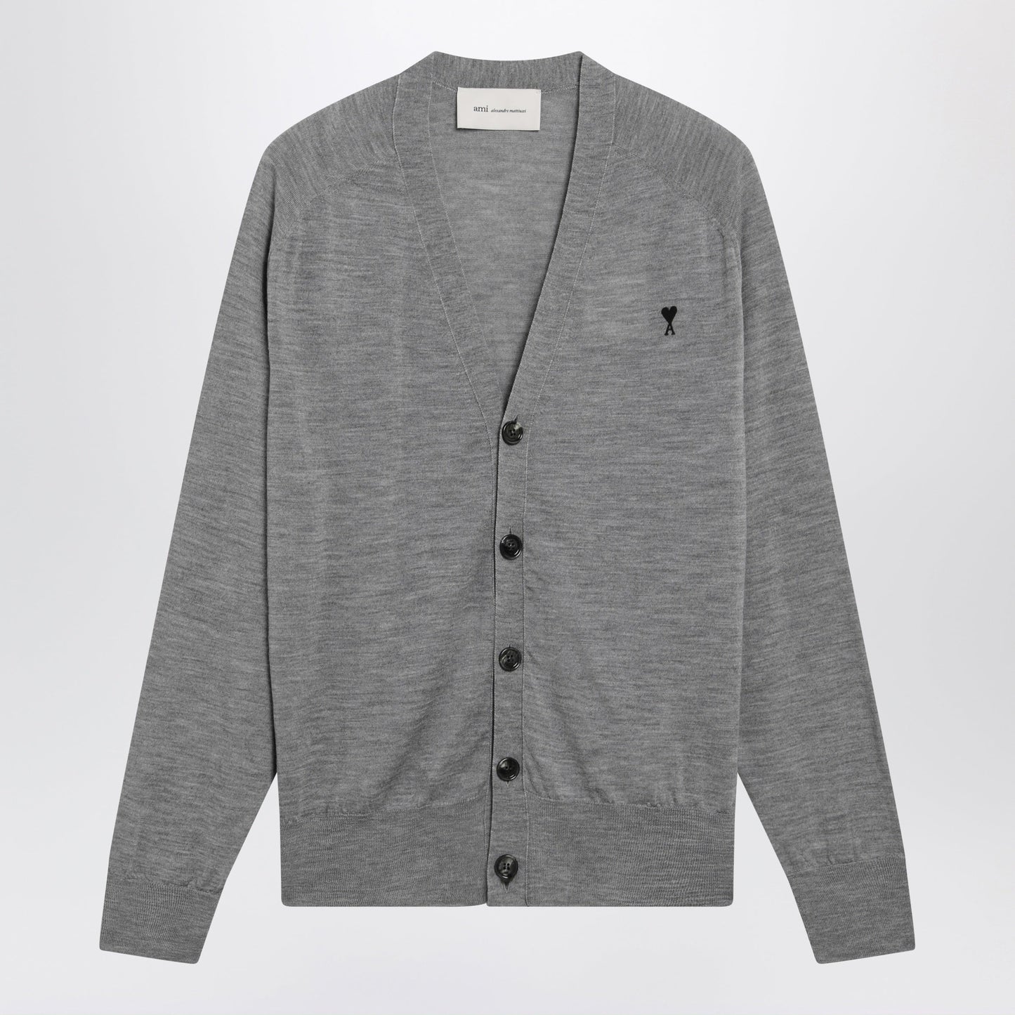 Ami Paris Grey Ami De Coeur Cardigan In Wool Men AMI PARIS