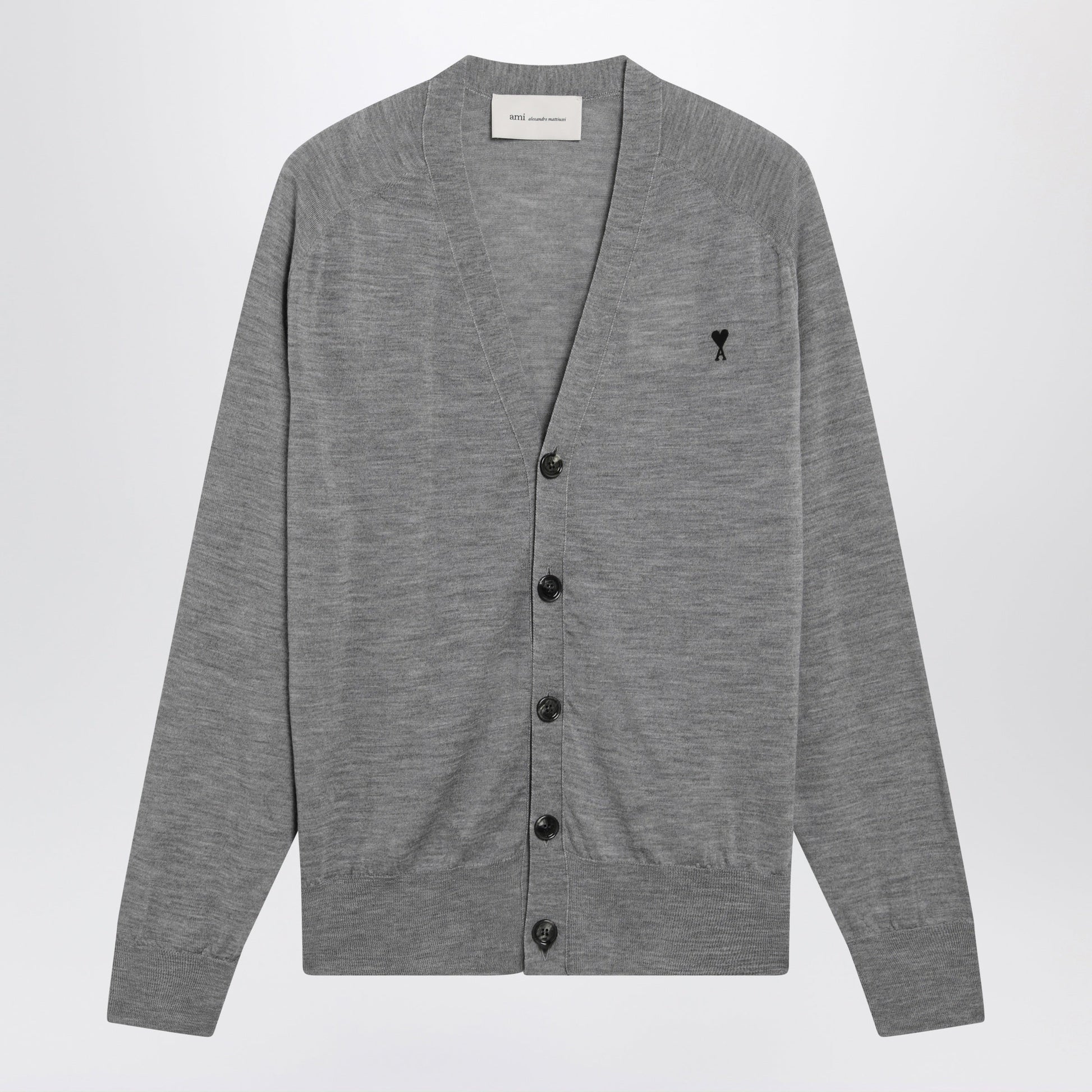 Ami Paris Grey Ami De Coeur Cardigan In Wool Men AMI PARIS