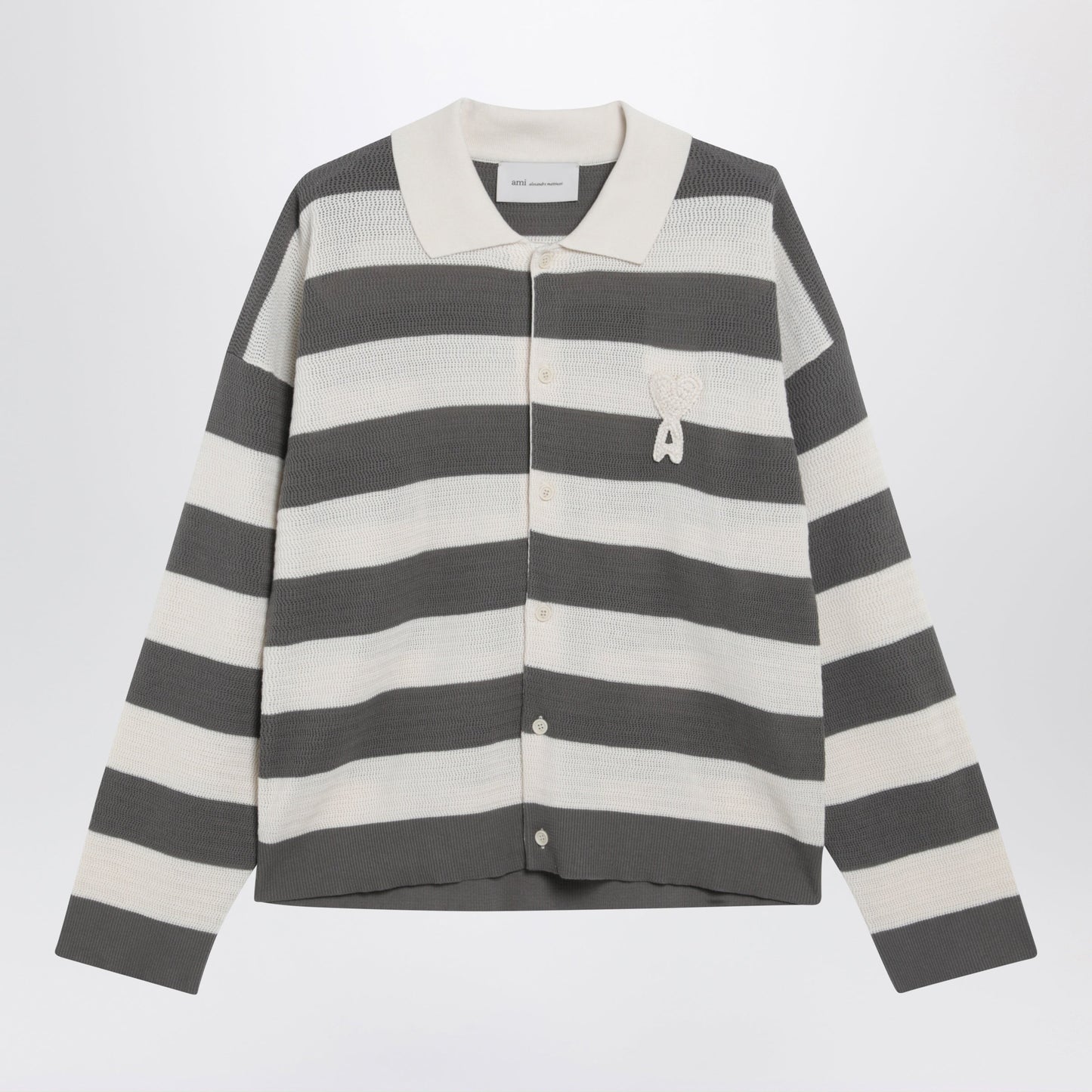 Ami Paris Ami De Coeur Striped Cotton Knit Cardigan Men AMI PARIS
