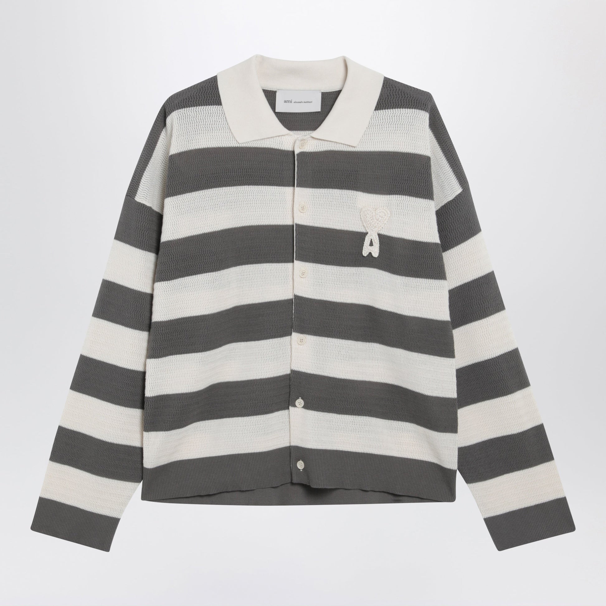 Ami Paris Ami De Coeur Striped Cotton Knit Cardigan Men AMI PARIS