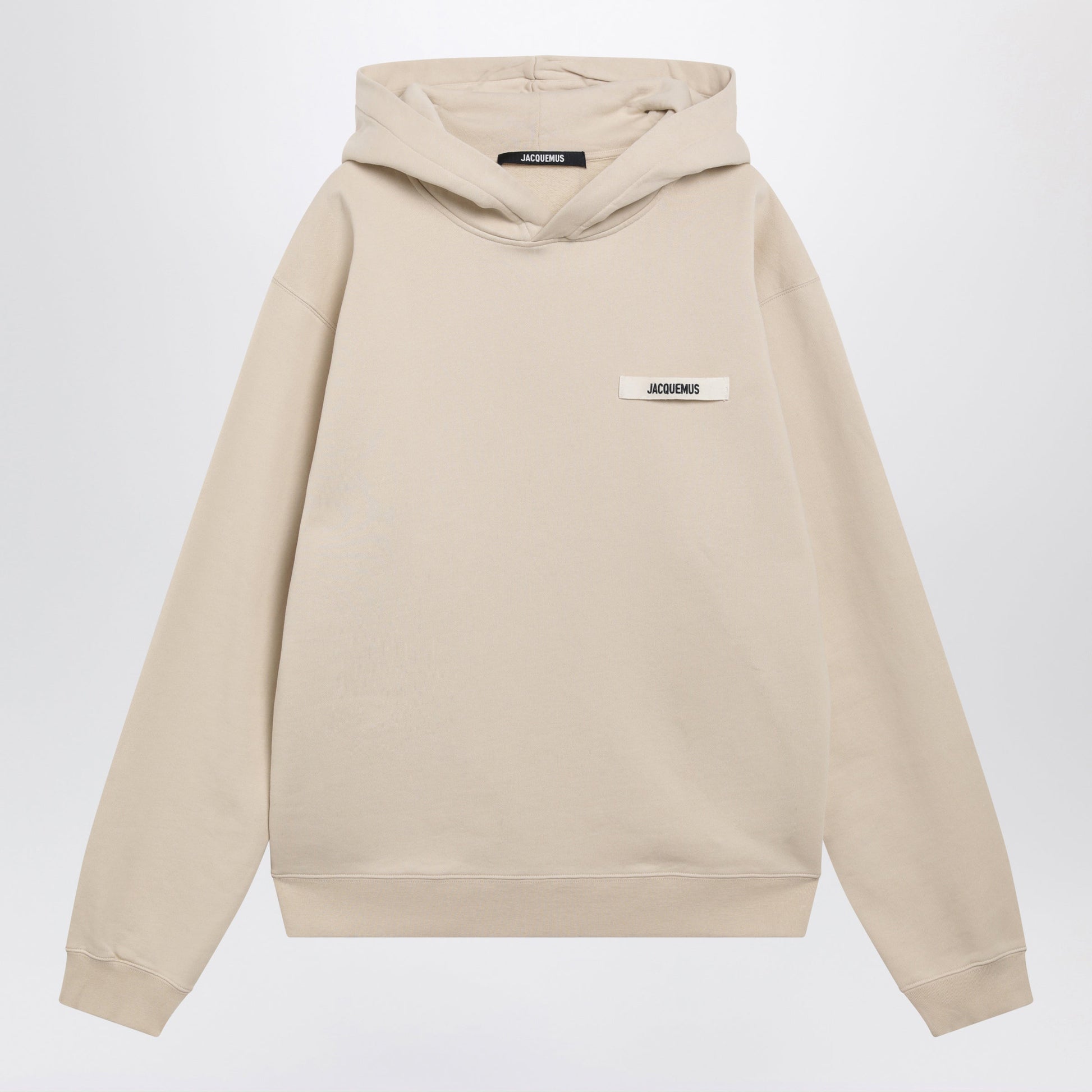 Jacquemus Beige Hoodie With Grosgrain Logo Men JACQUEMUS