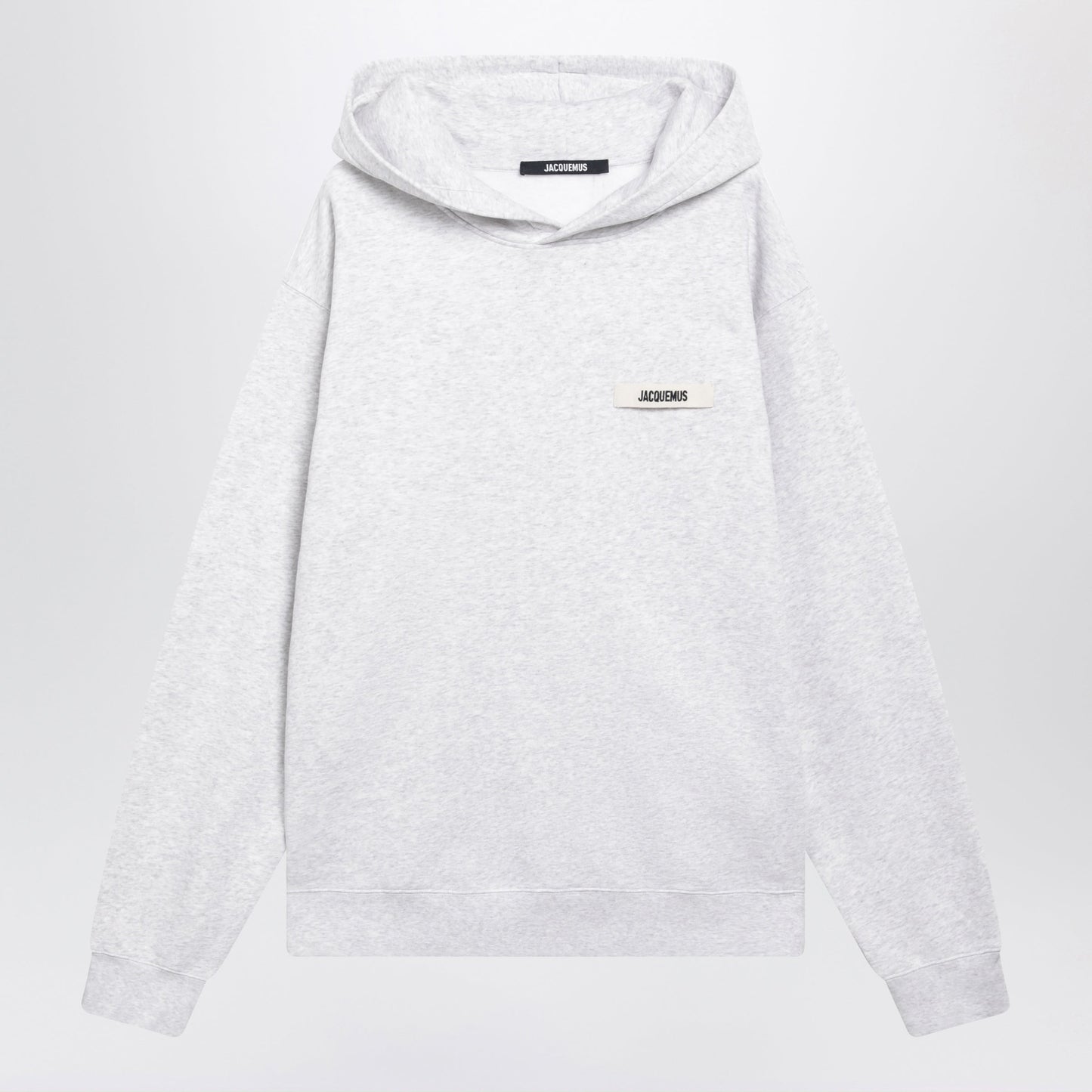 Jacquemus Grey Hoodie With Grosgrain Logo Men JACQUEMUS
