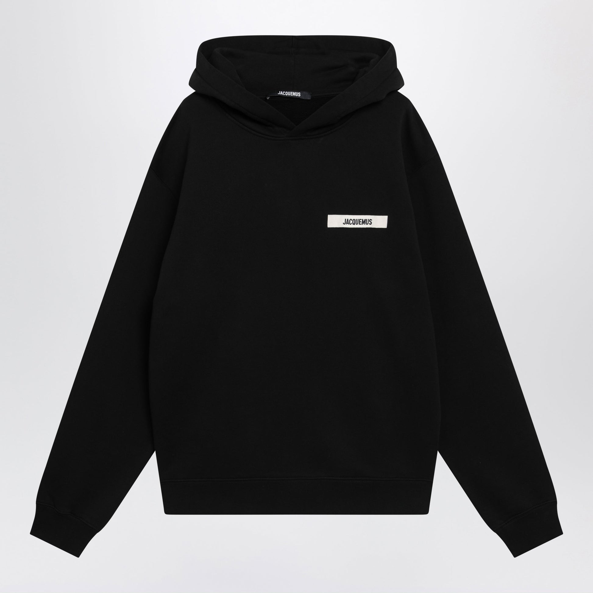 Jacquemus Black Hoodie With Grosgrain Logo Men JACQUEMUS