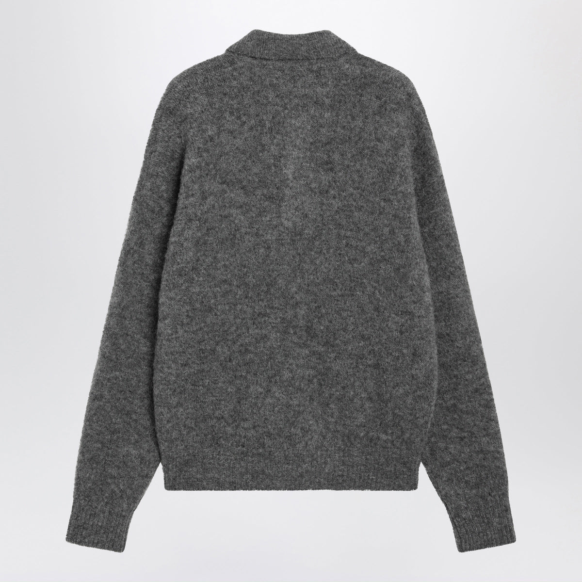 Ami Paris Charcoal Gray Wool And Alpaca Polo Shirt Men AMI PARIS