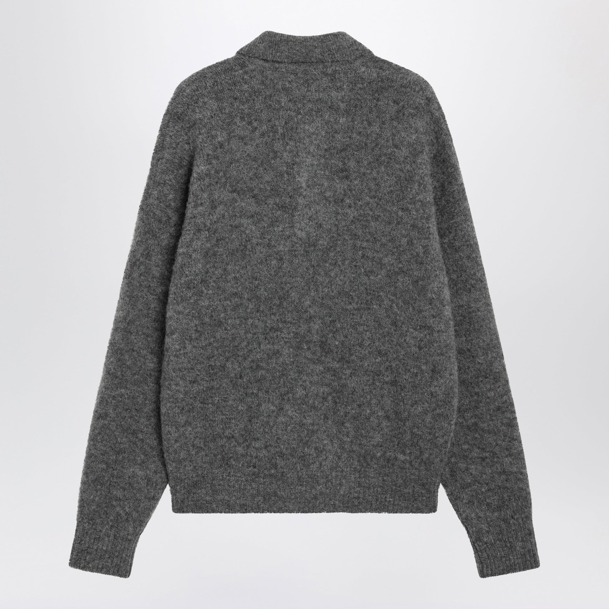 Ami Paris Charcoal Gray Wool And Alpaca Polo Shirt Men AMI PARIS