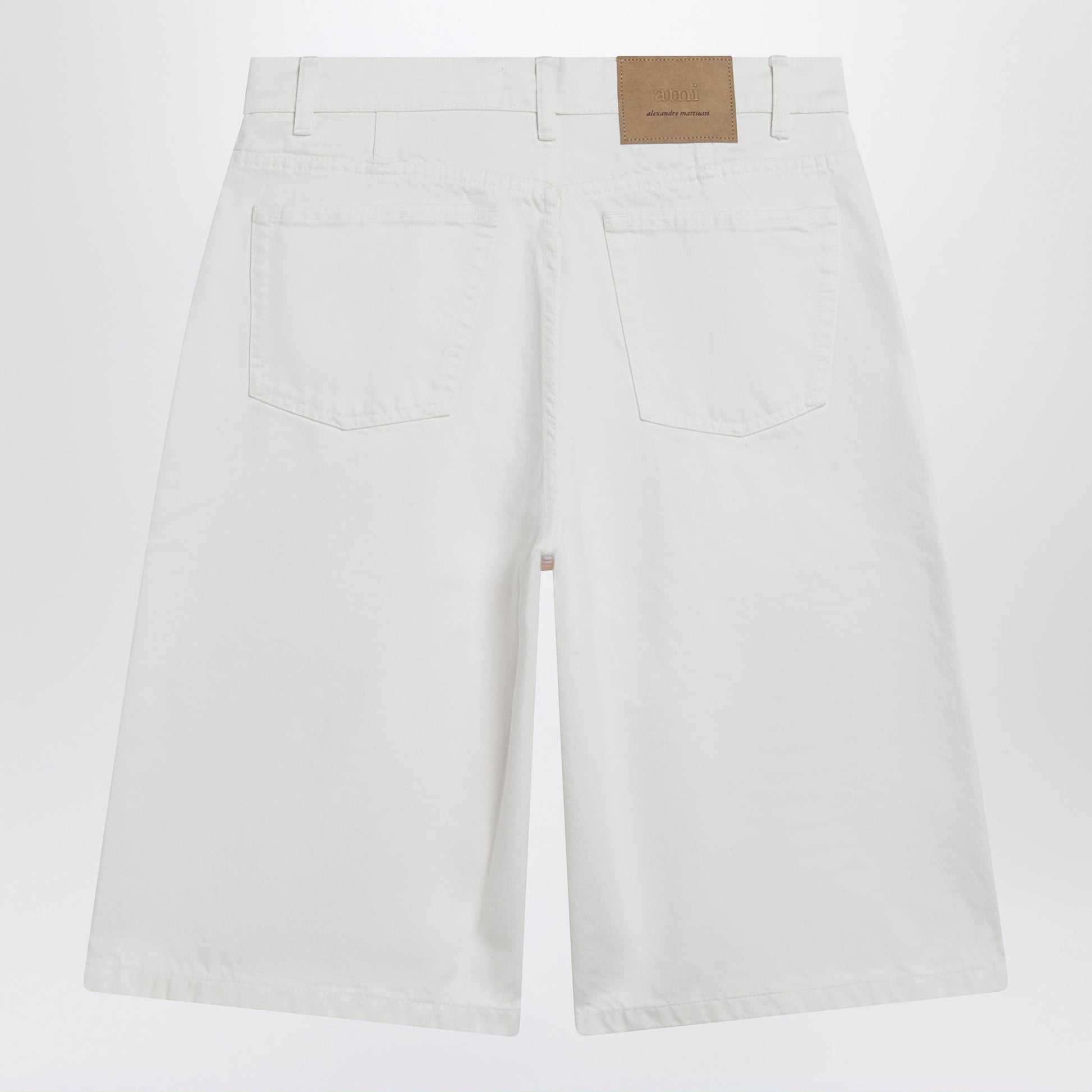 Ami Paris Wide-Fit Cotton Twill Bermuda Shorts In White Men AMI PARIS