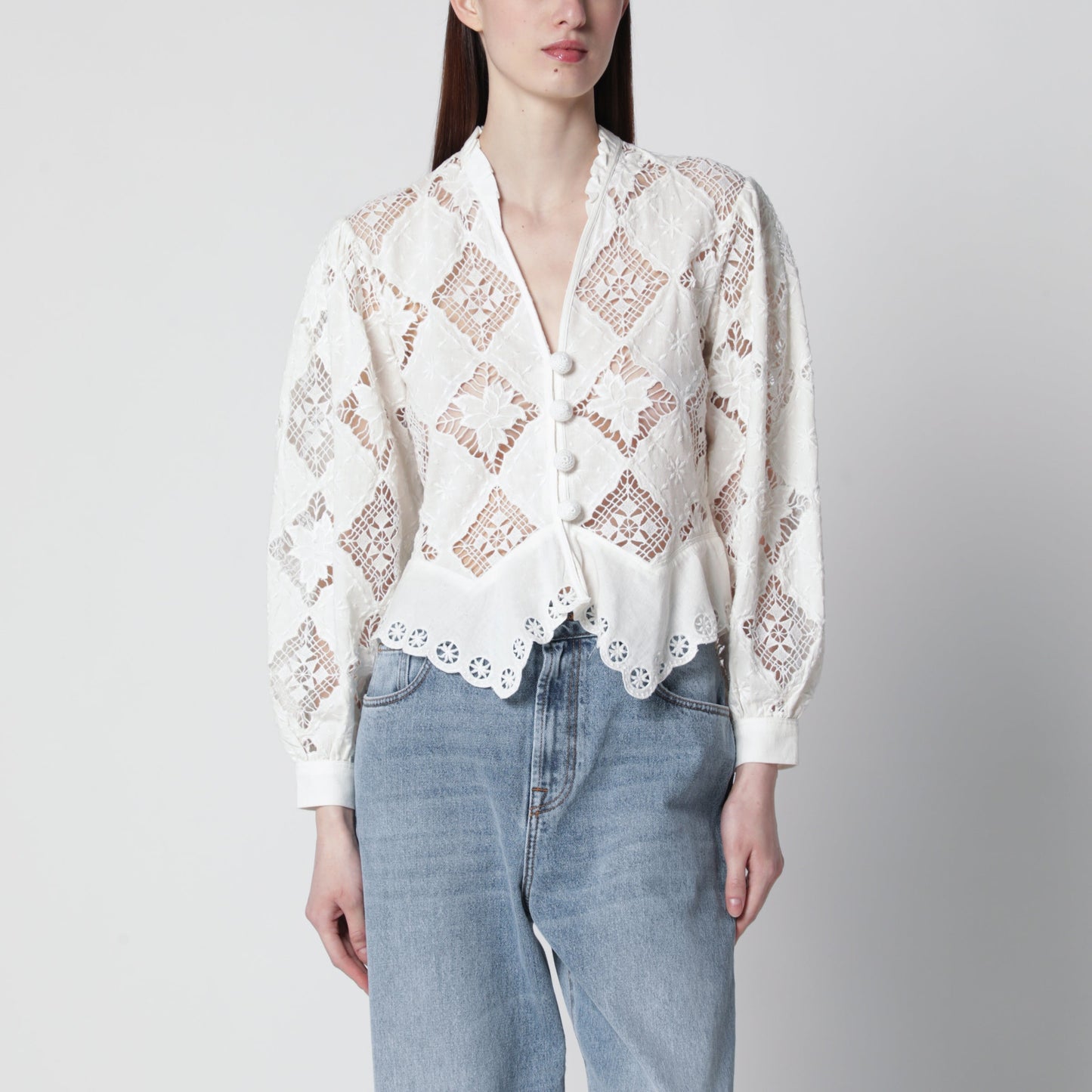 Isabel Marant Nina Cotton And Linen Blouse In White Women ISABEL MARANT
